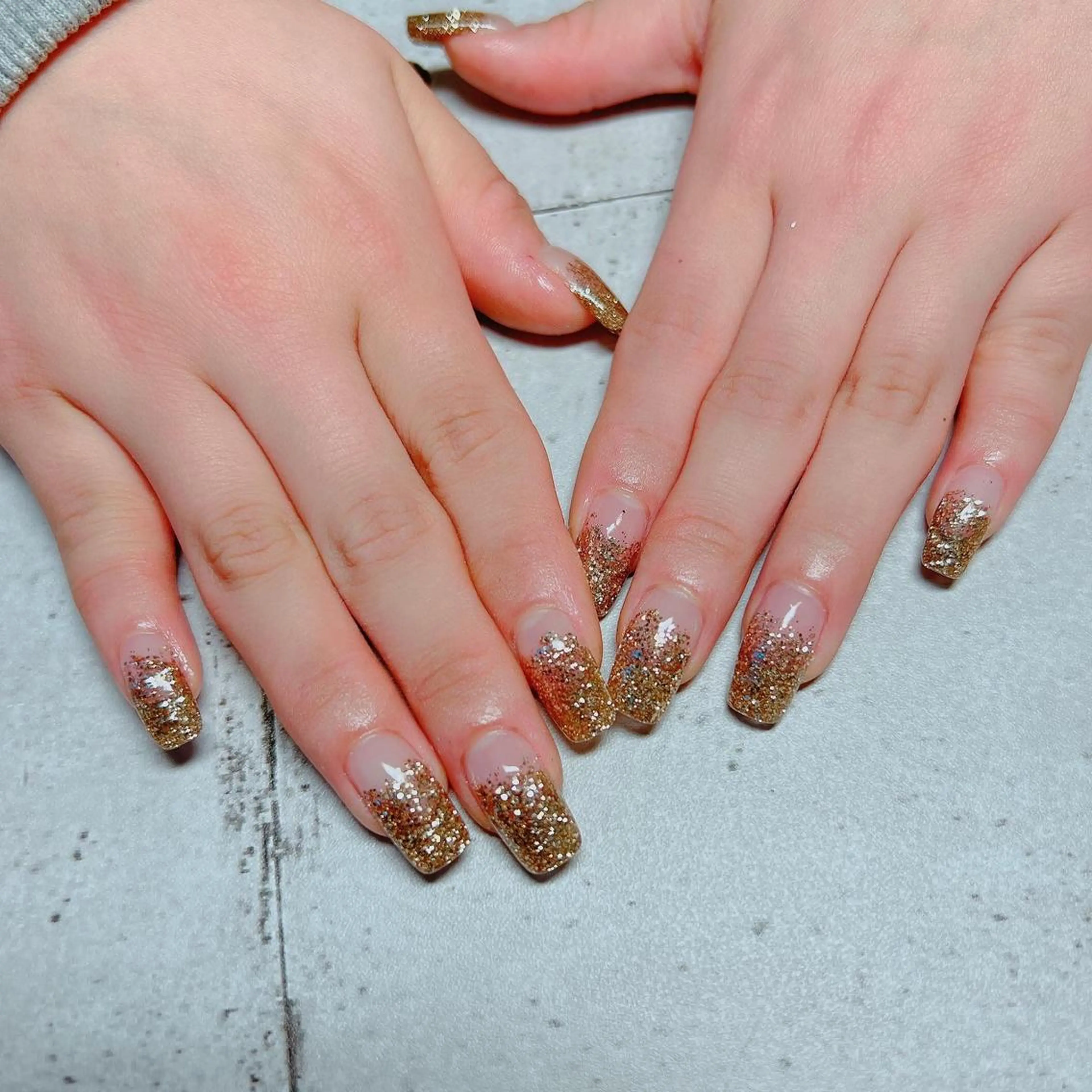 ネイル ゴールド グラデーション ラメ(グリッター) ラメグラデーション たきぐち みちこのネイルデザイン