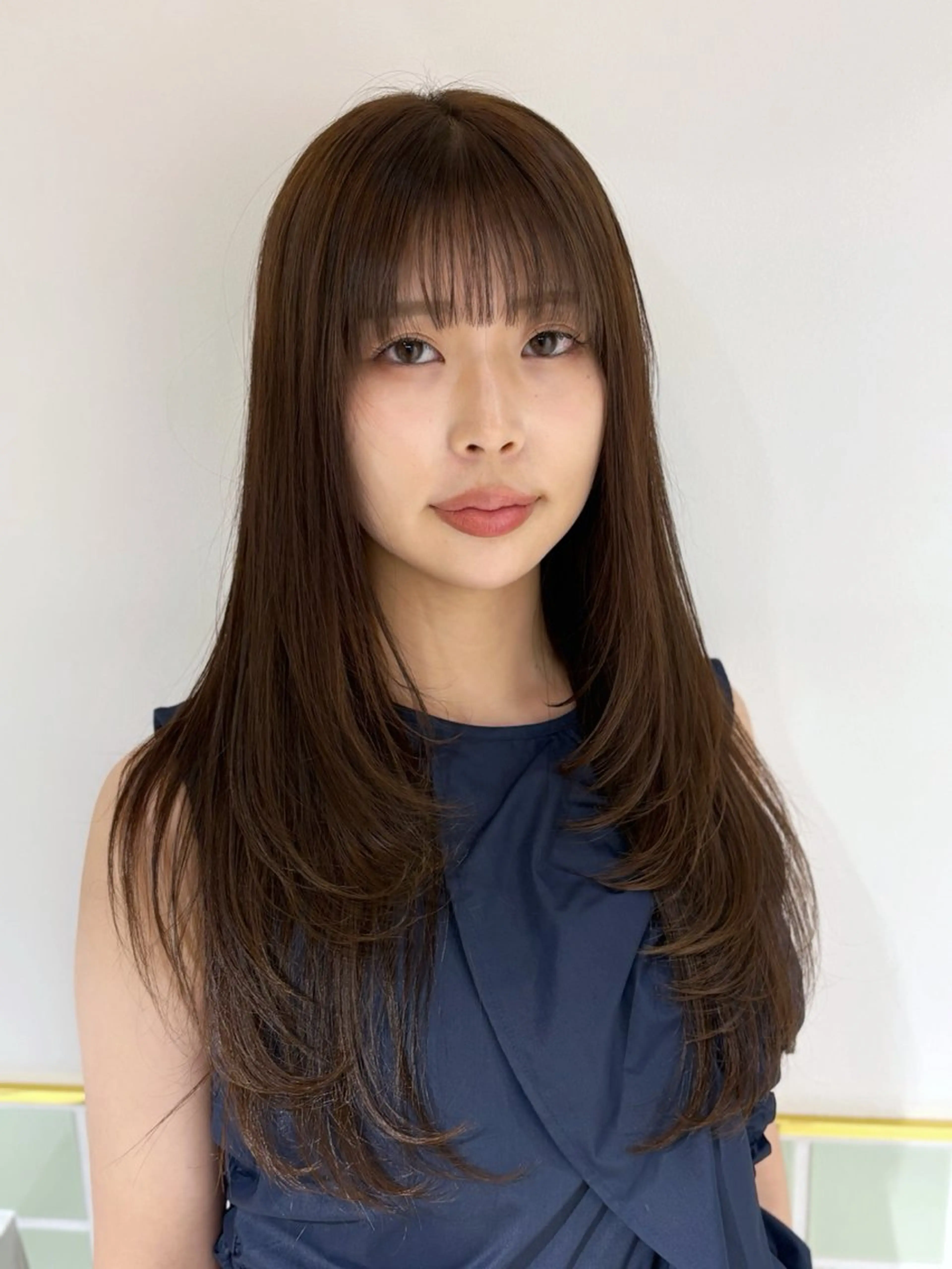 セミロング カラー ヘアアレンジ 透明感カラー くびれヘア 顔まわりレイヤー 顔周りカット 韓国風ヘア 二ヶ月綺麗が続くレ イヤー/星野六三四のヘアスタイル