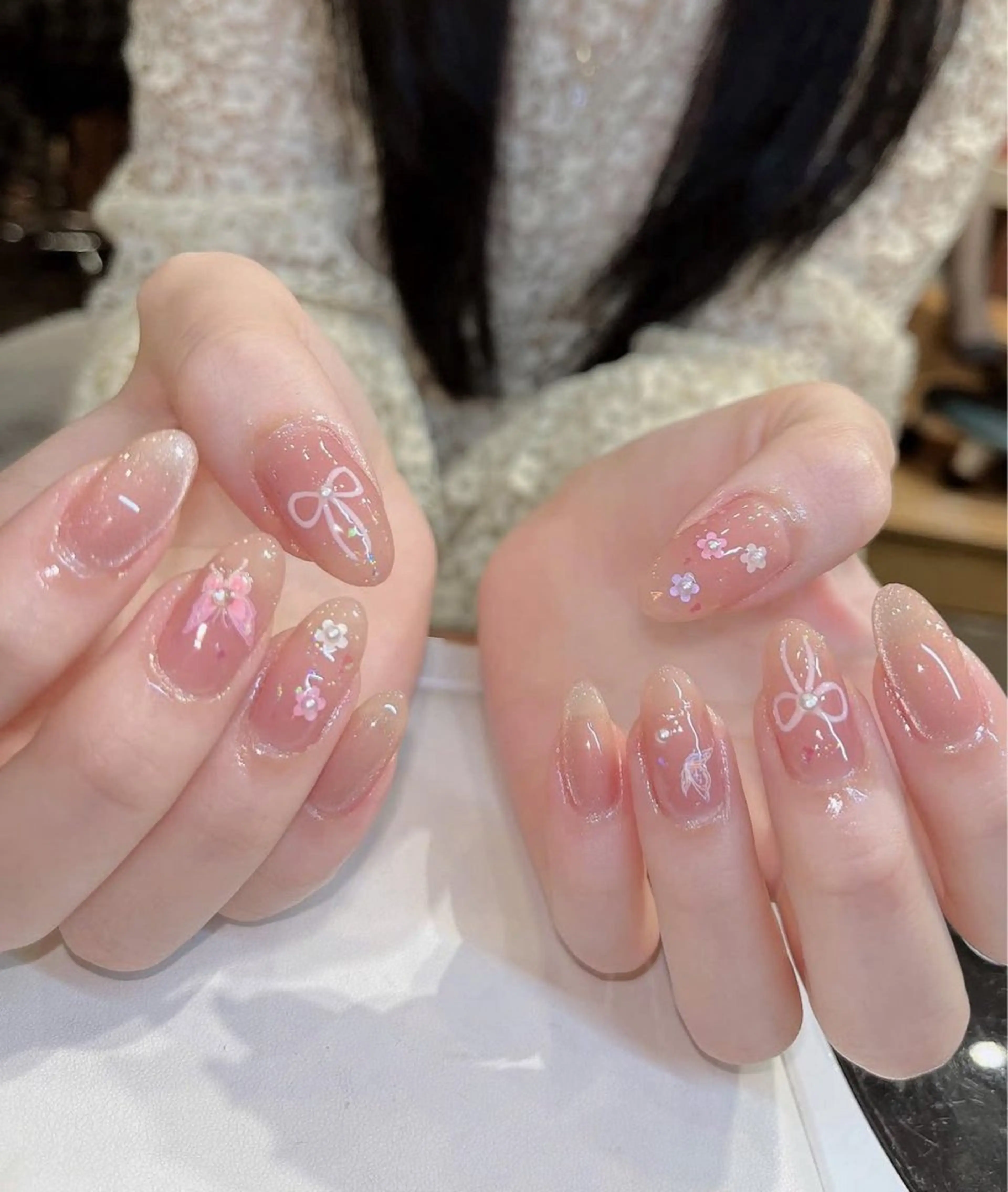 ネイル 長さ出し フレンチネイル グラデーション 卒業式 マグネットネイル Sora nail 長さ出し専門店のネイルデザイン