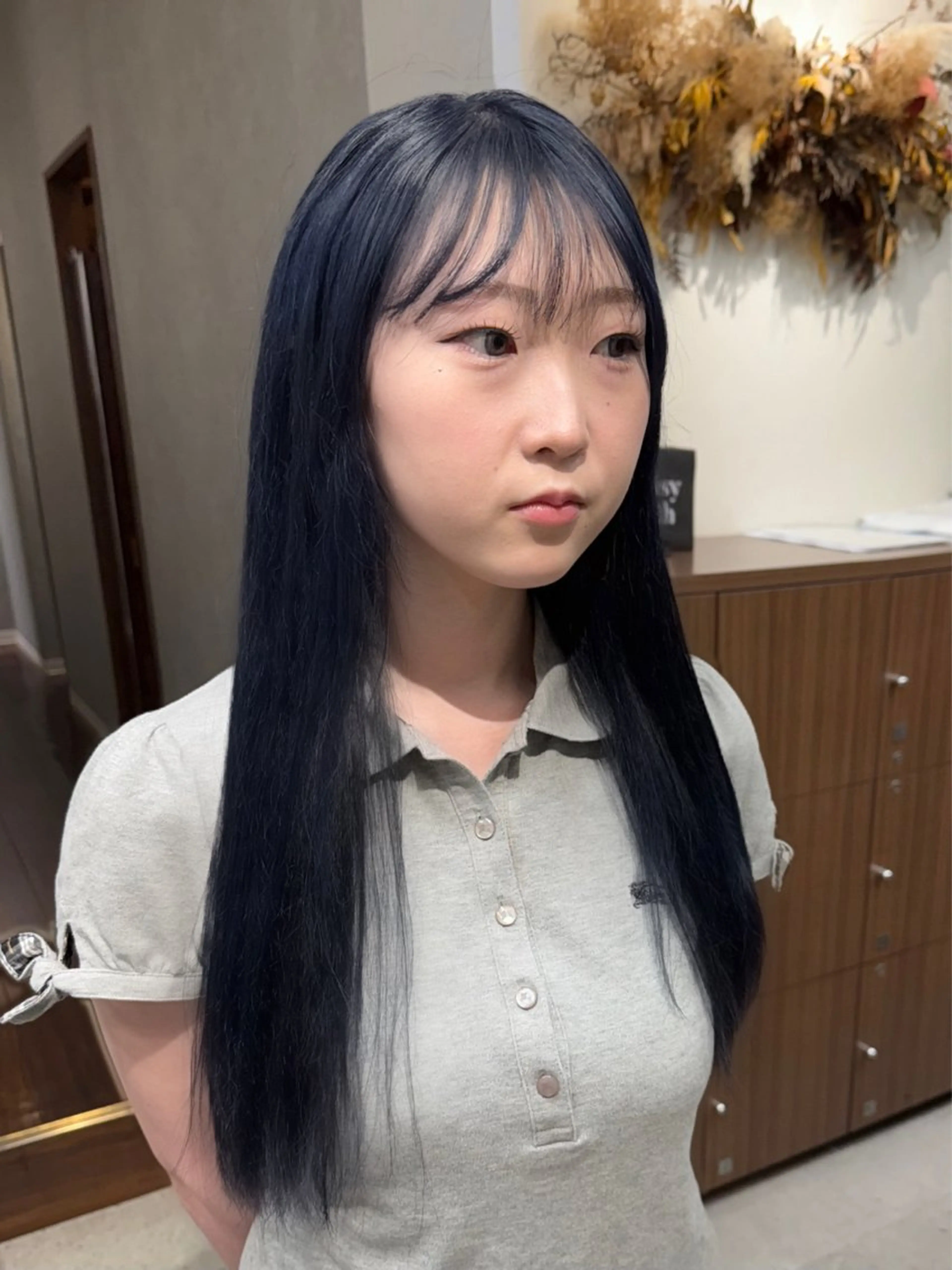 ロング カラー 黒髪 ブリーチ ブルーカラー ブルーブラック ヘアカラー Daisy🎀【福岡 美容室】chiakiのヘアスタイル