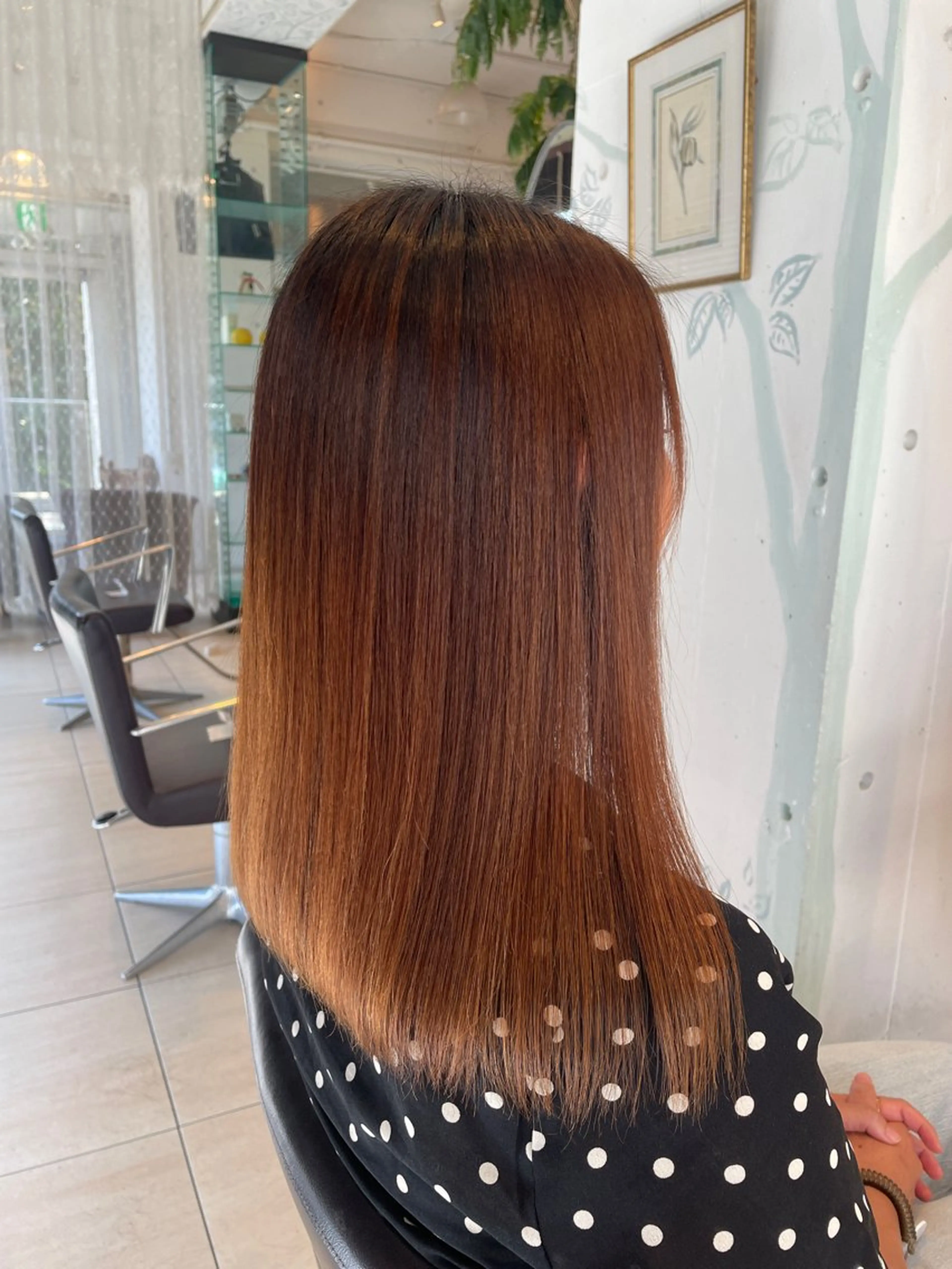 ロング パーマ ストレートパーマ 縮毛矯正 菊池 菜月のヘアスタイル