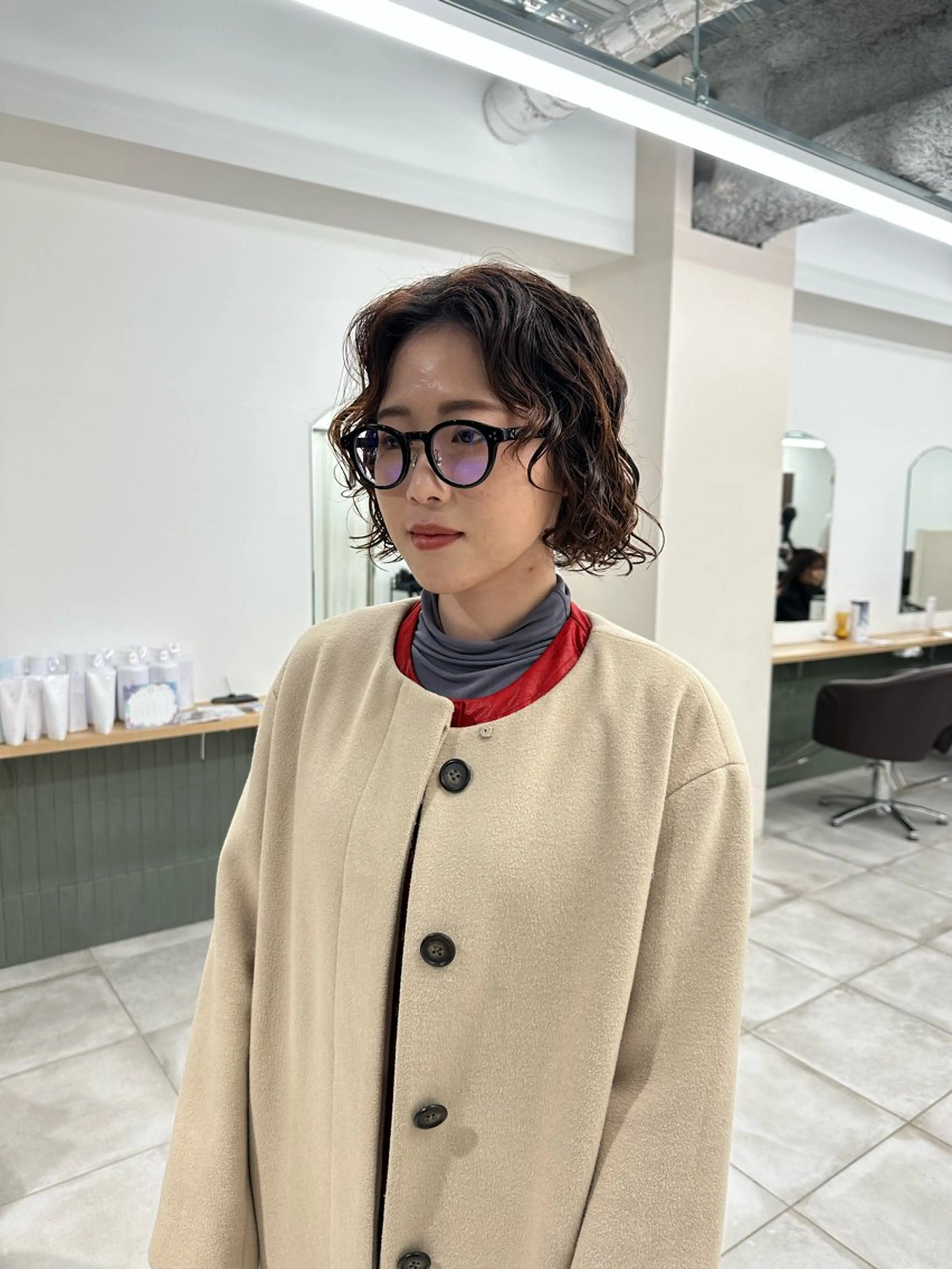 ショート カラー パーマ キッズ カット パーマ トリートメント オトナヘア🌸 harukaのヘアスタイル