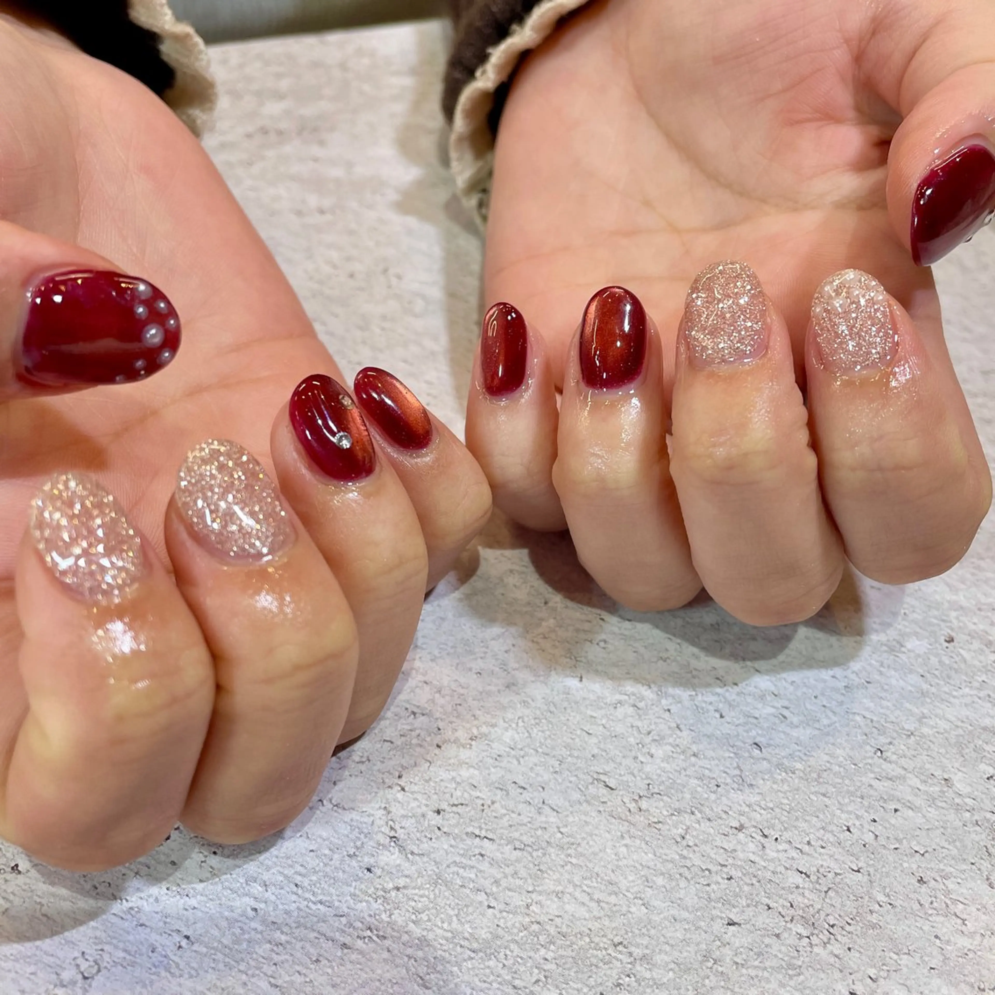 ネイル ボルドー ハンドネイル LUNI所属・LUNI 久屋大通 ˚✧₊⁎/ yuriのネイルデザイン