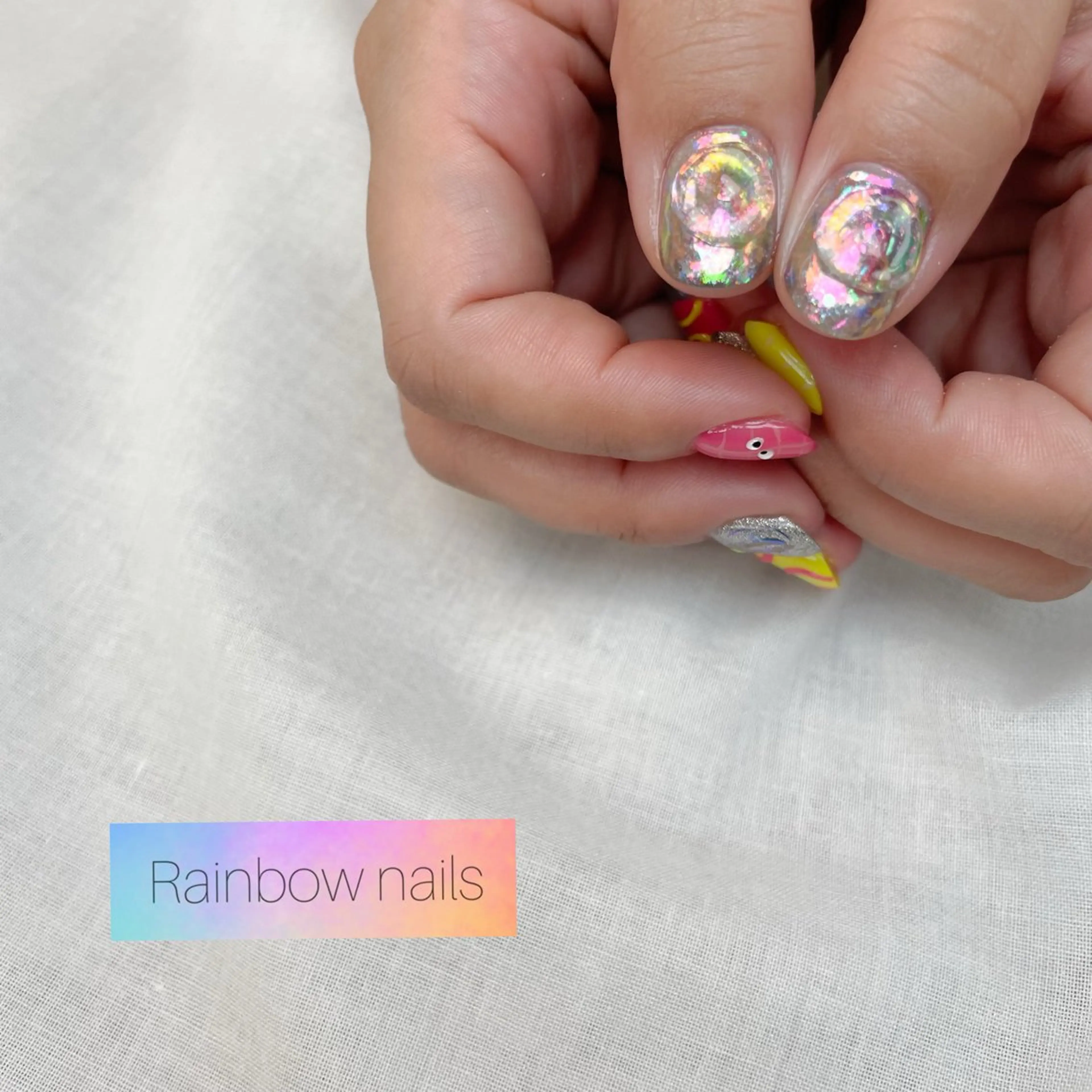 ネイル Rainbow nailsくろちゃんのネイルデザイン