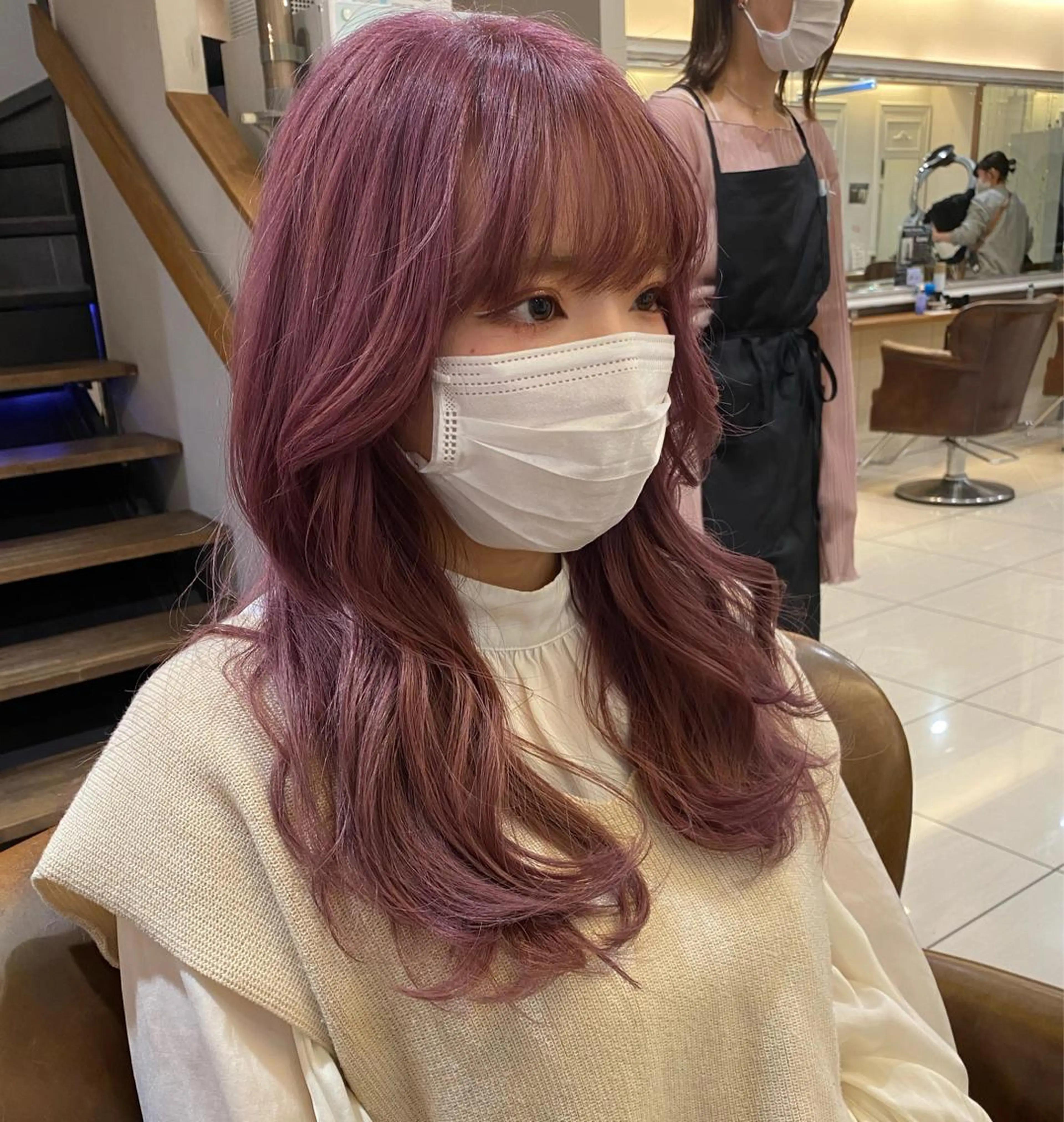 ロング カラー ベージュカラー ブリーチ ハイトーンカラー ラベンダーカラー ピンクカラー カット ヘアカラー トリートメント 横浜/レイヤーカット /韓国ヘア/佐藤記正のヘアスタイル