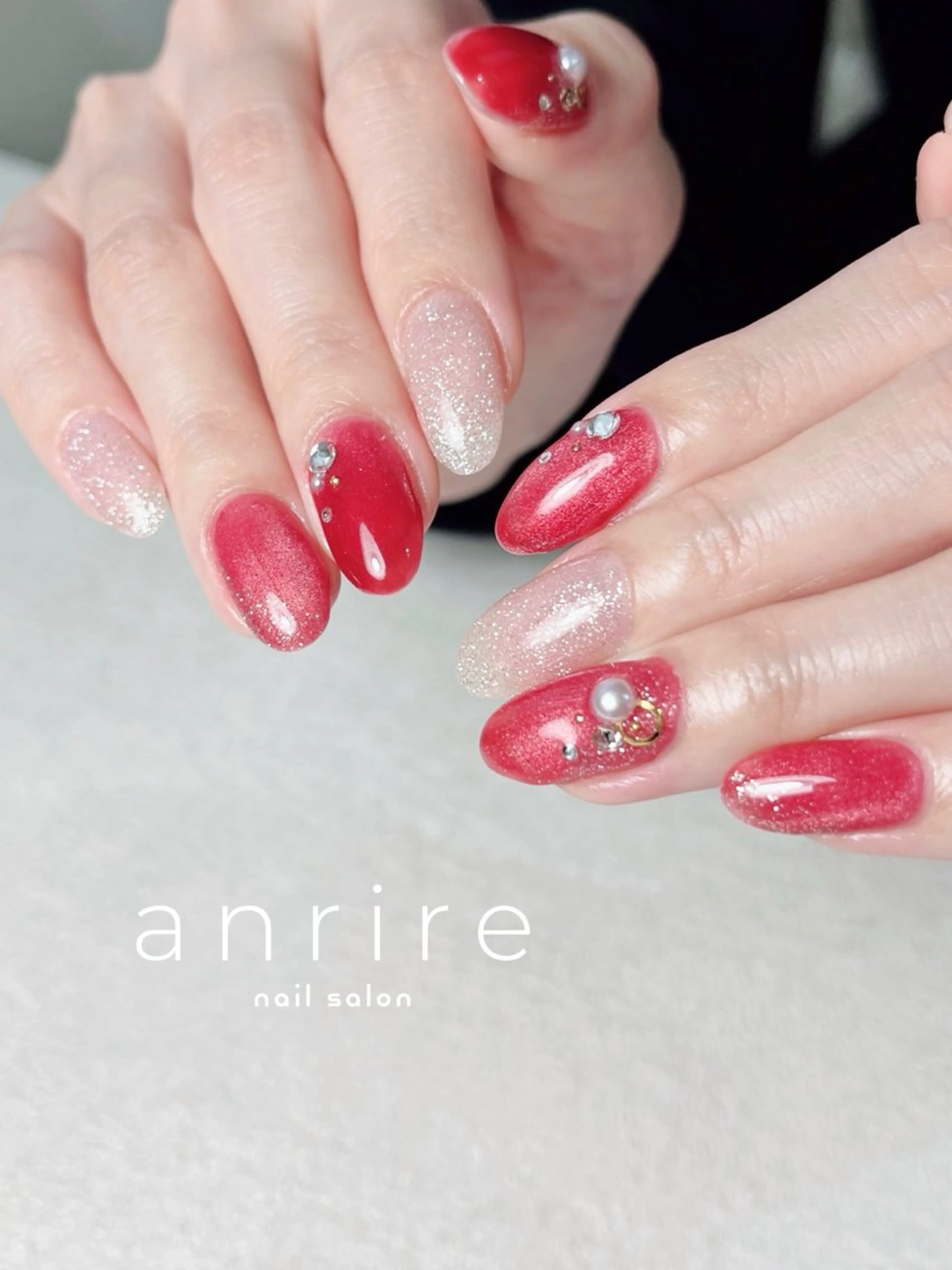 ネイル フラッシュネイル ジェルネイル キラキラネイル ラメ(グリッター) マグネットネイル ハンドネイル nailsalon anrireのネイルデザイン