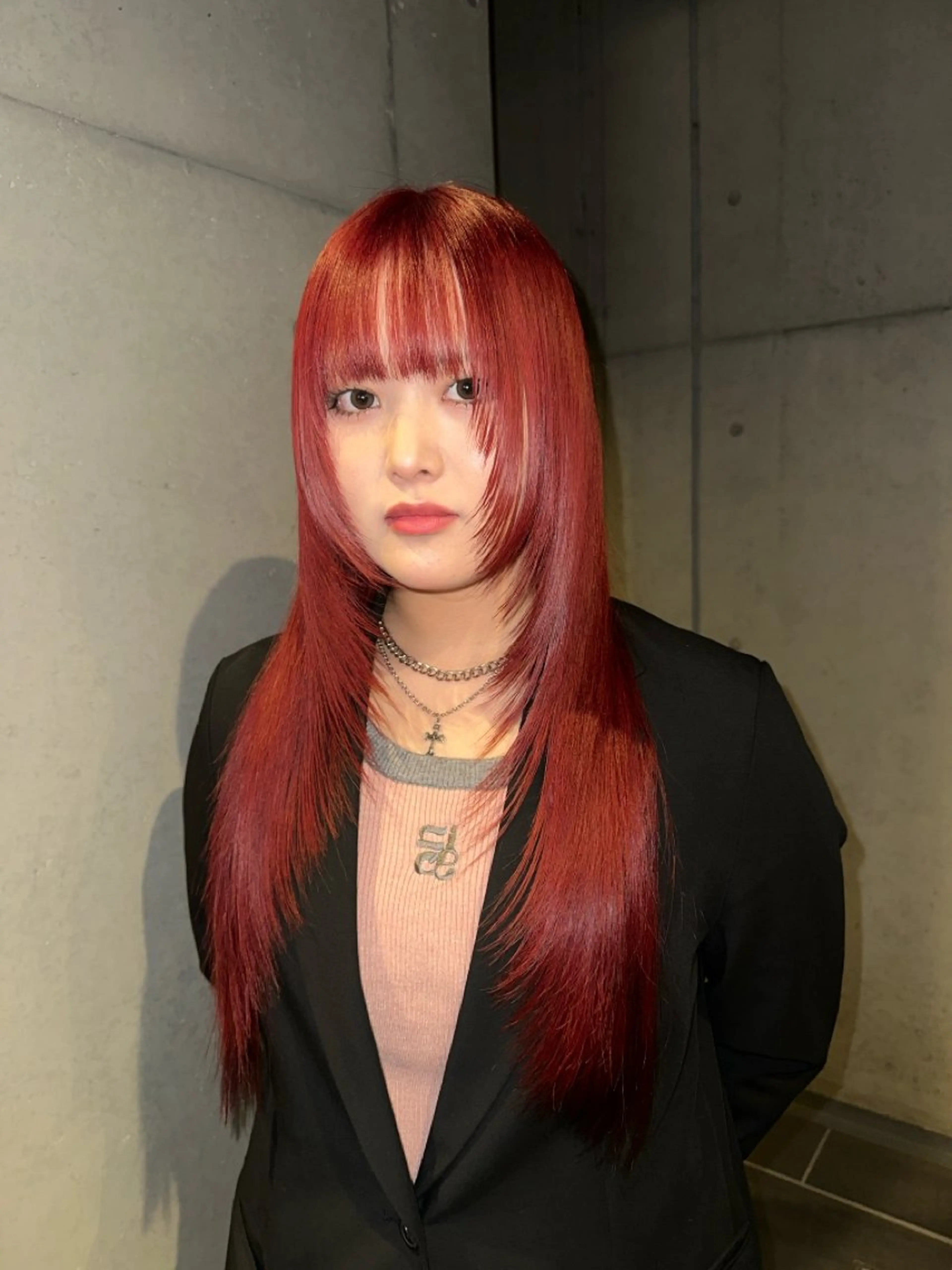ロング カラー 顔まわりレイヤー ハッシュカット レイヤーカット ウルフカット カット ヘアカラー 似合わせウルフ/ レイヤー/山本祐輔のヘアスタイル