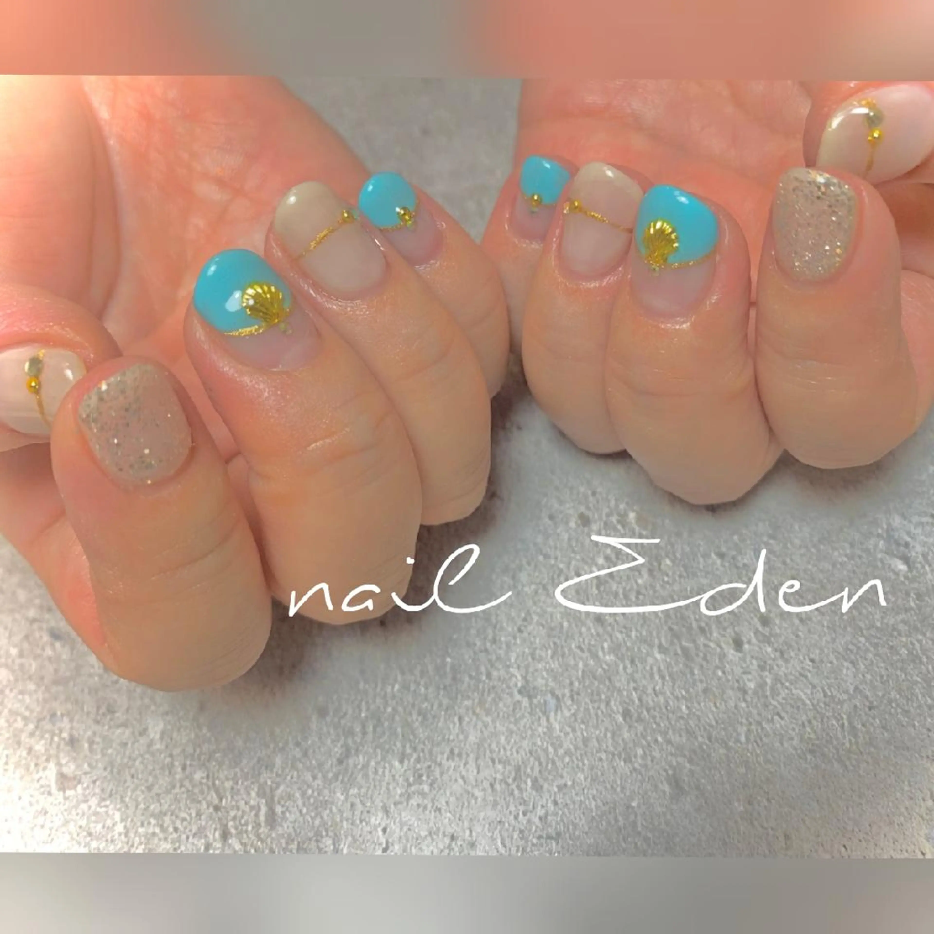 ネイル ブルー 持ち込み Eden ♾️のネイルデザイン