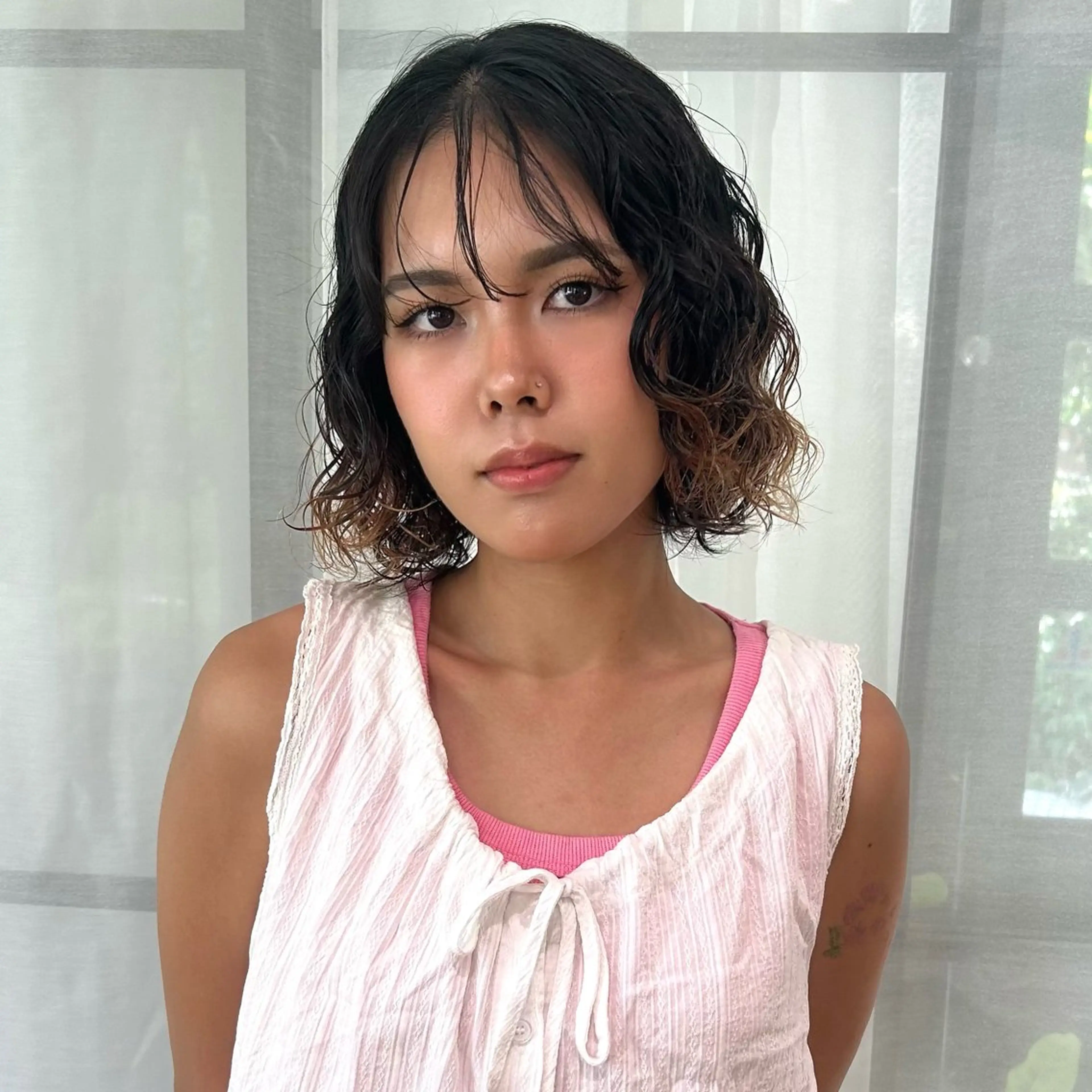 ショート パーマ ボブ カット パーマ ボブレイヤー/ ブリーチ/miyuuのヘアスタイル