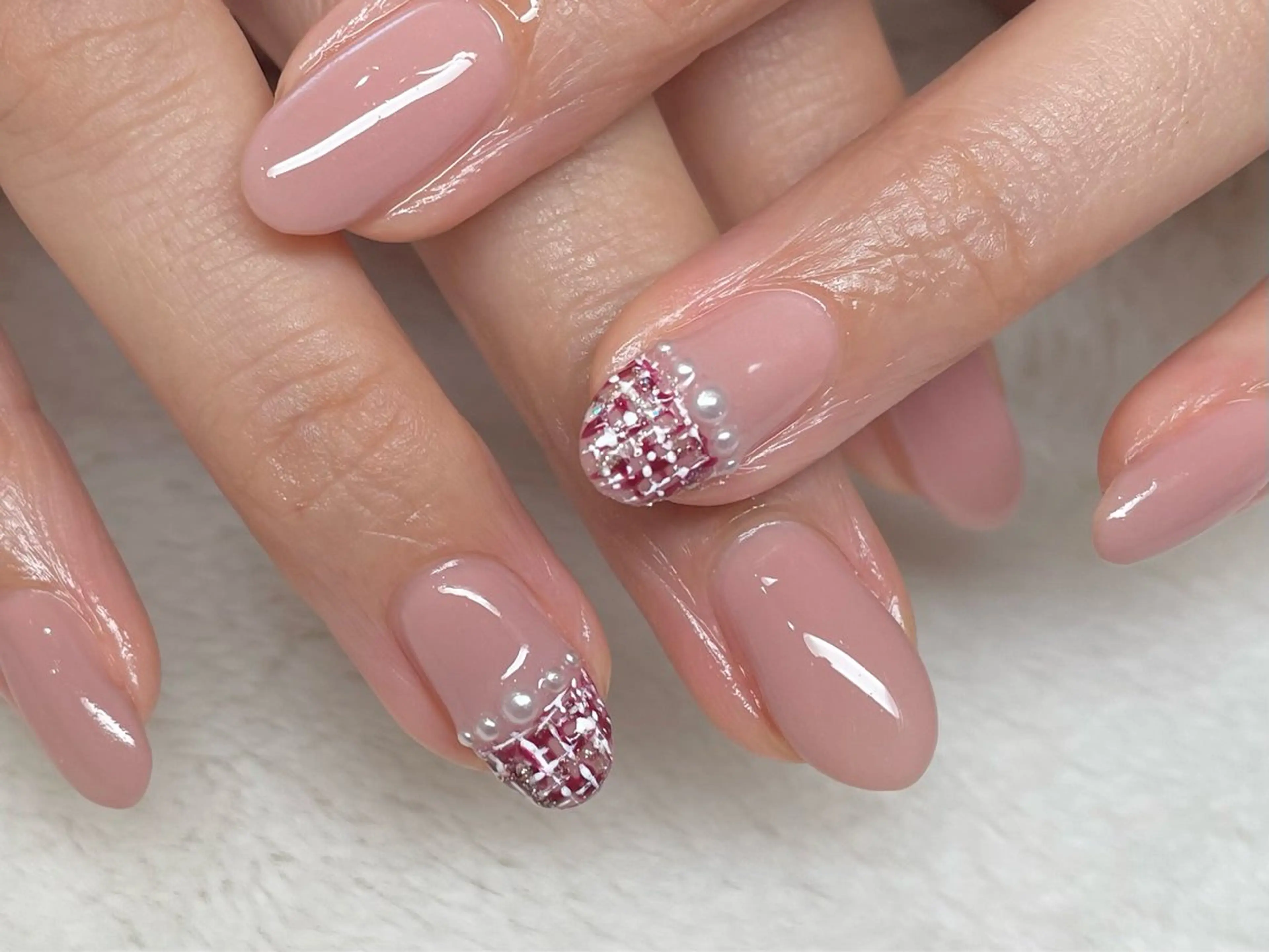 ネイル フレンチネイル ツイードネイル ハンドネイル riri-nail Rie Endoのネイルデザイン