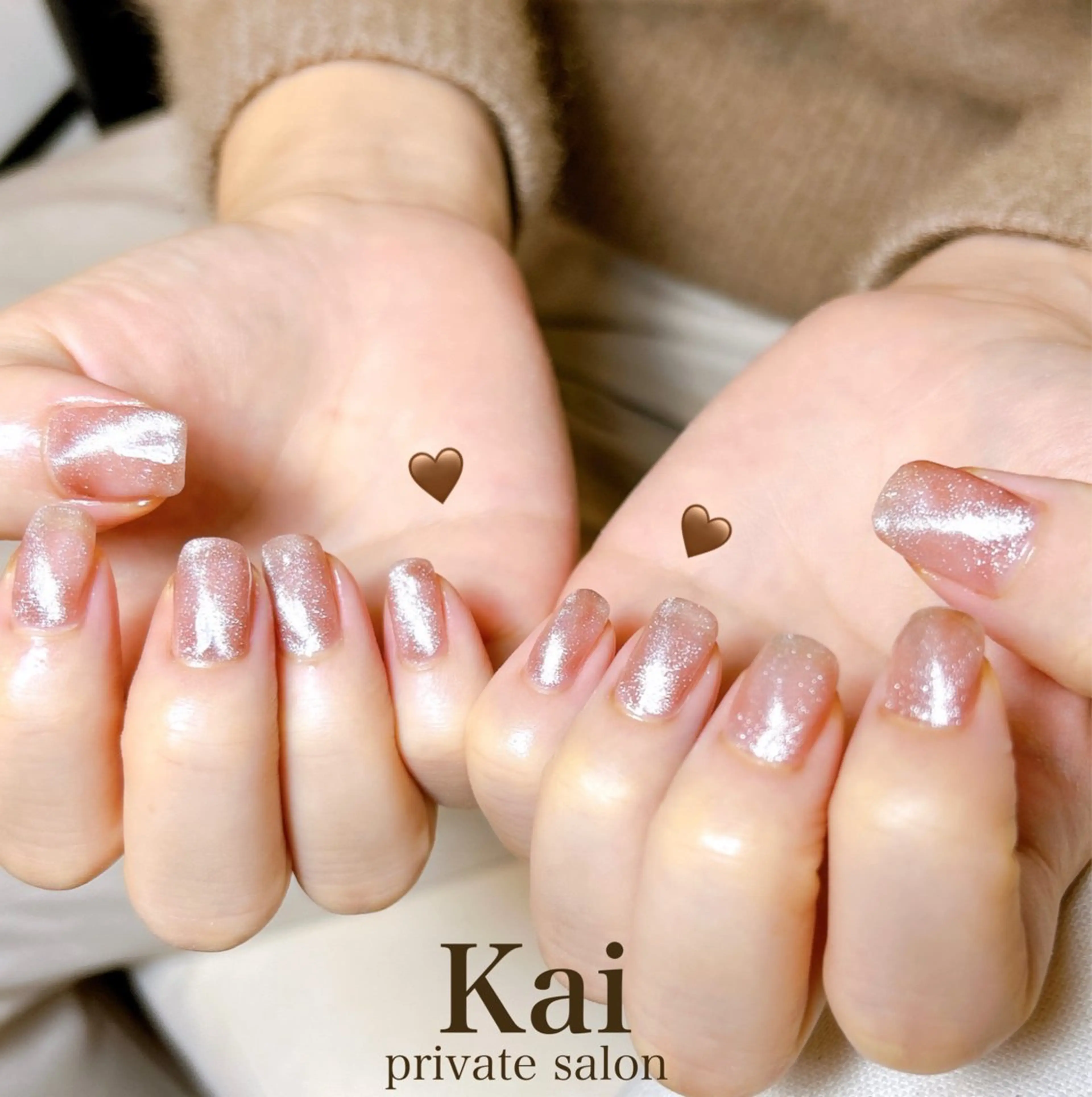 ネイル 韓国ネイル マグネットネイル ニュアンスネイル ピンク シンプルネイル ハンドネイル Kai  nail Mayukoのネイルデザイン
