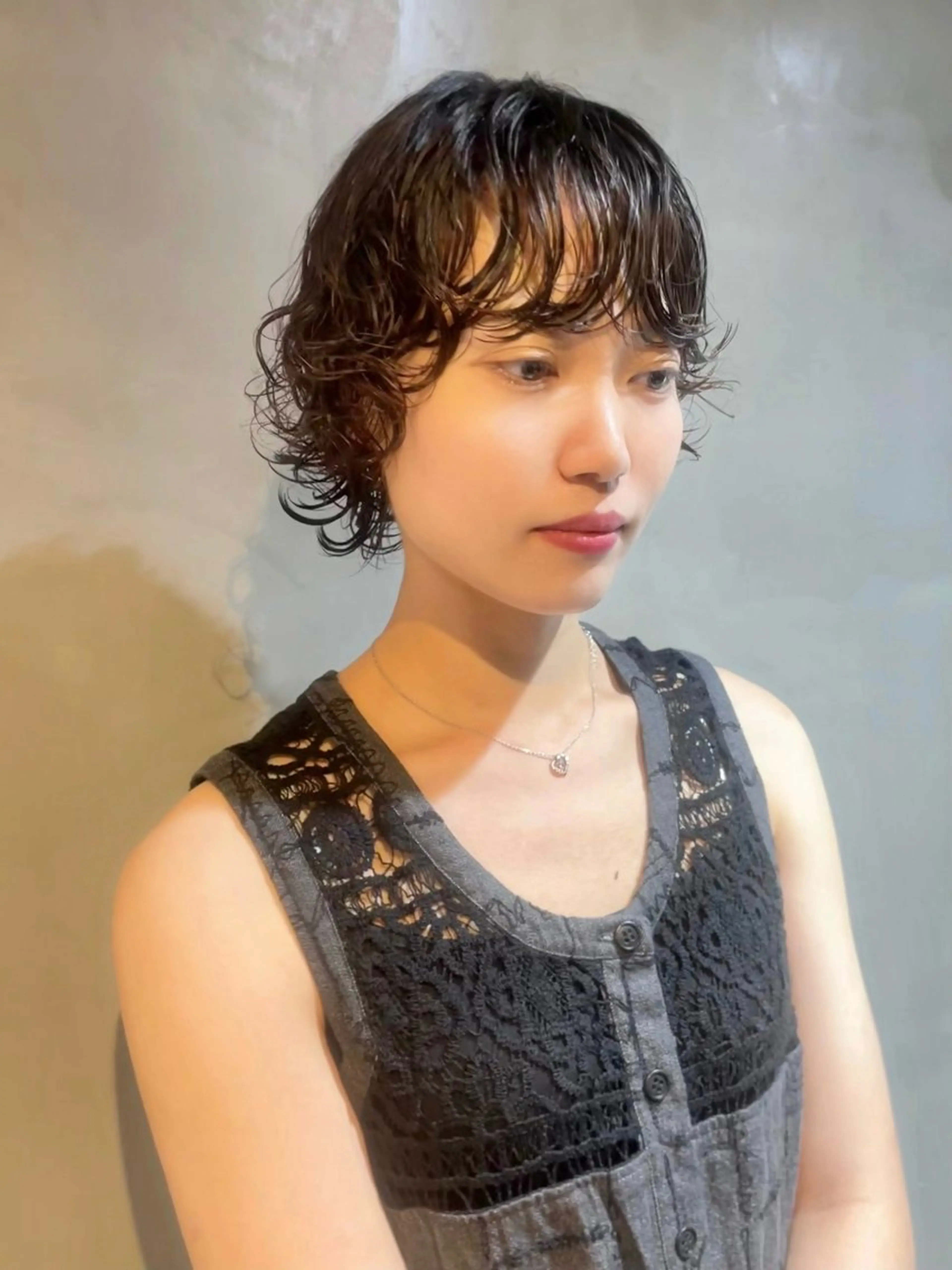 ショート パーマ カット パーマ カノン/透明感カラー /酸性ストレートのヘアスタイル