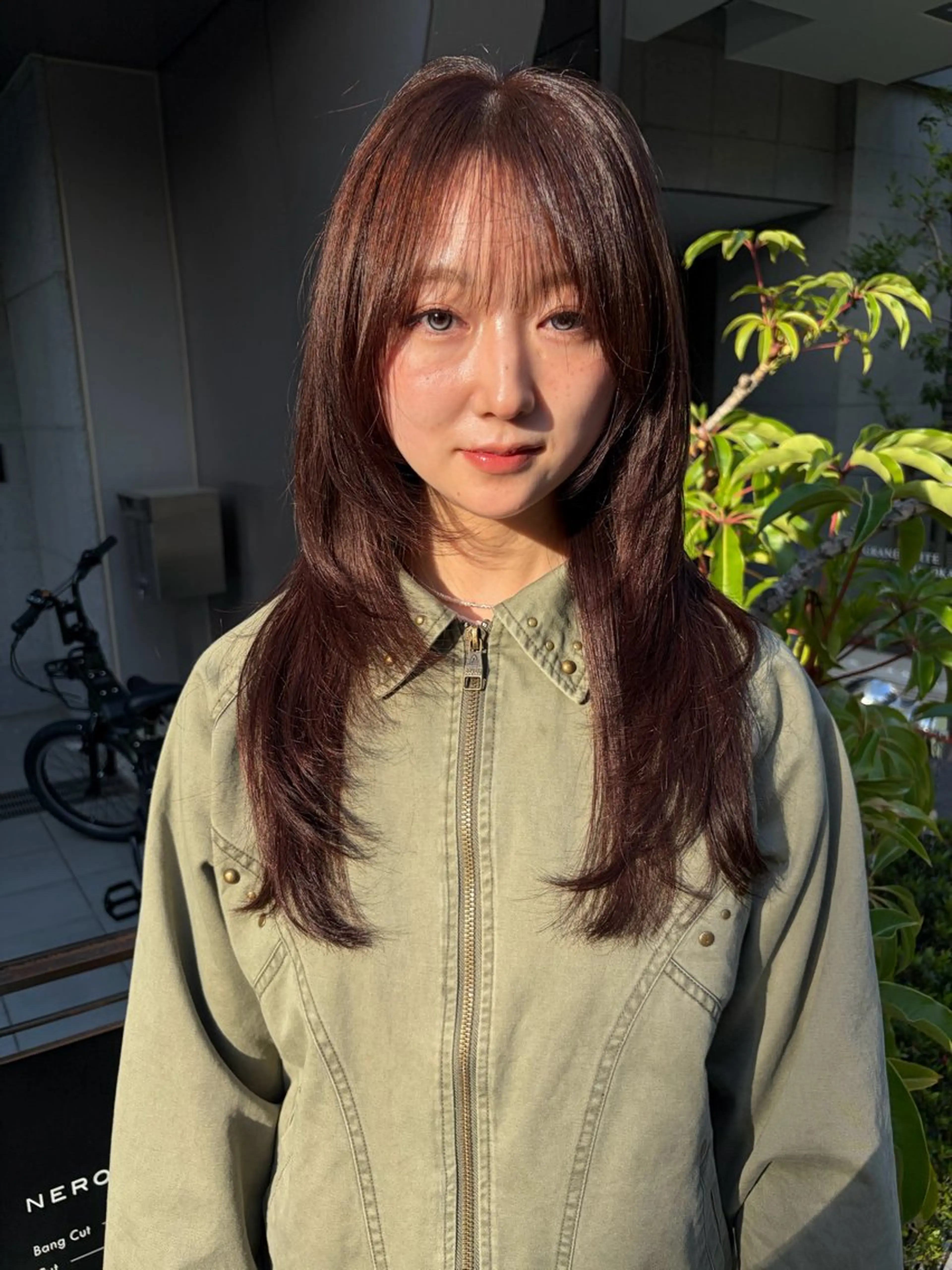 ロング ピンクブラウン レイヤーカット カット ヘアカラー レイヤーカット NERO加藤木麻彩のヘアスタイル