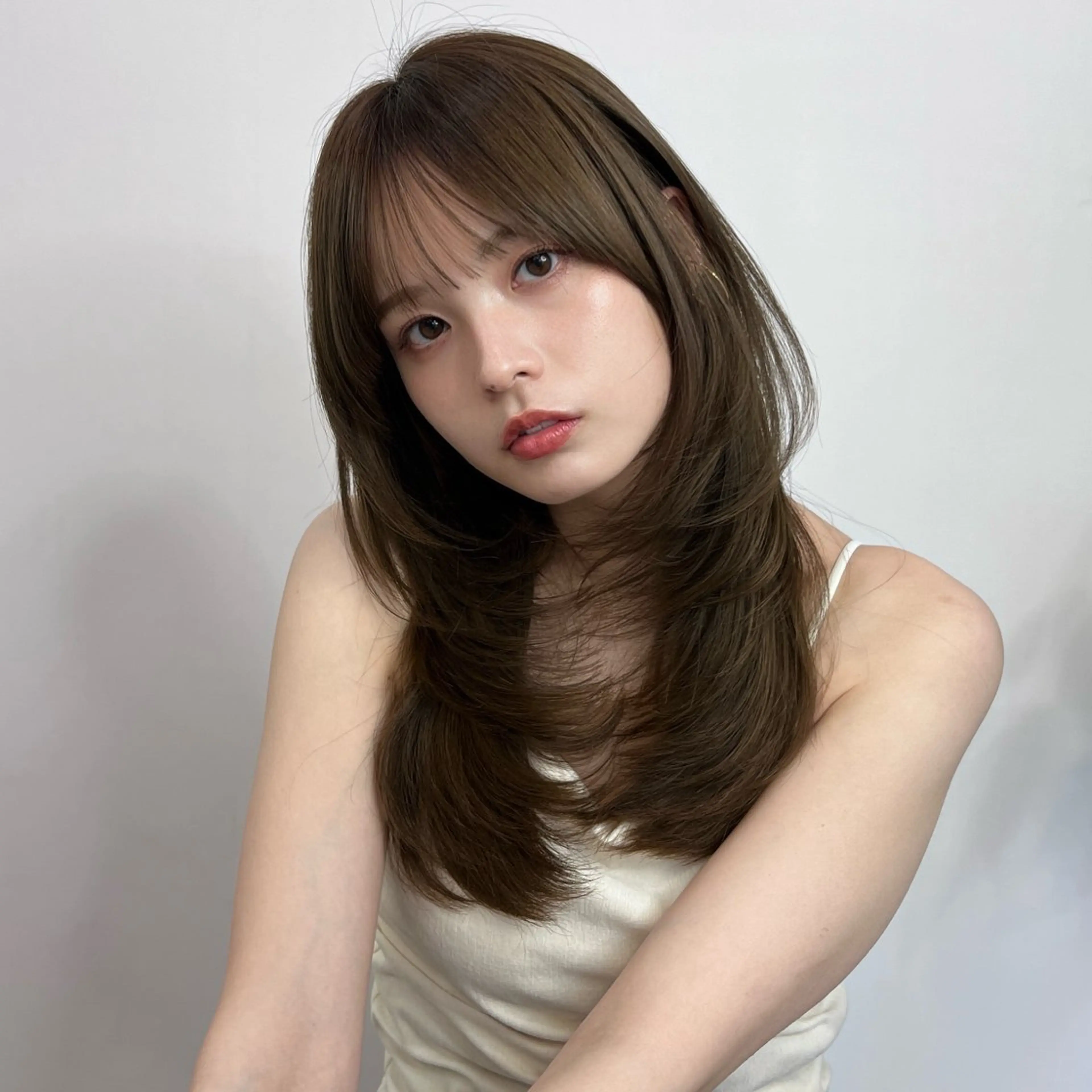 セミロング カラー 髪質改善 レイヤーカット カット ヘアカラー トリートメント 渋谷レイヤーカット❌ 縮毛矯正専門/武田涼のヘアスタイル