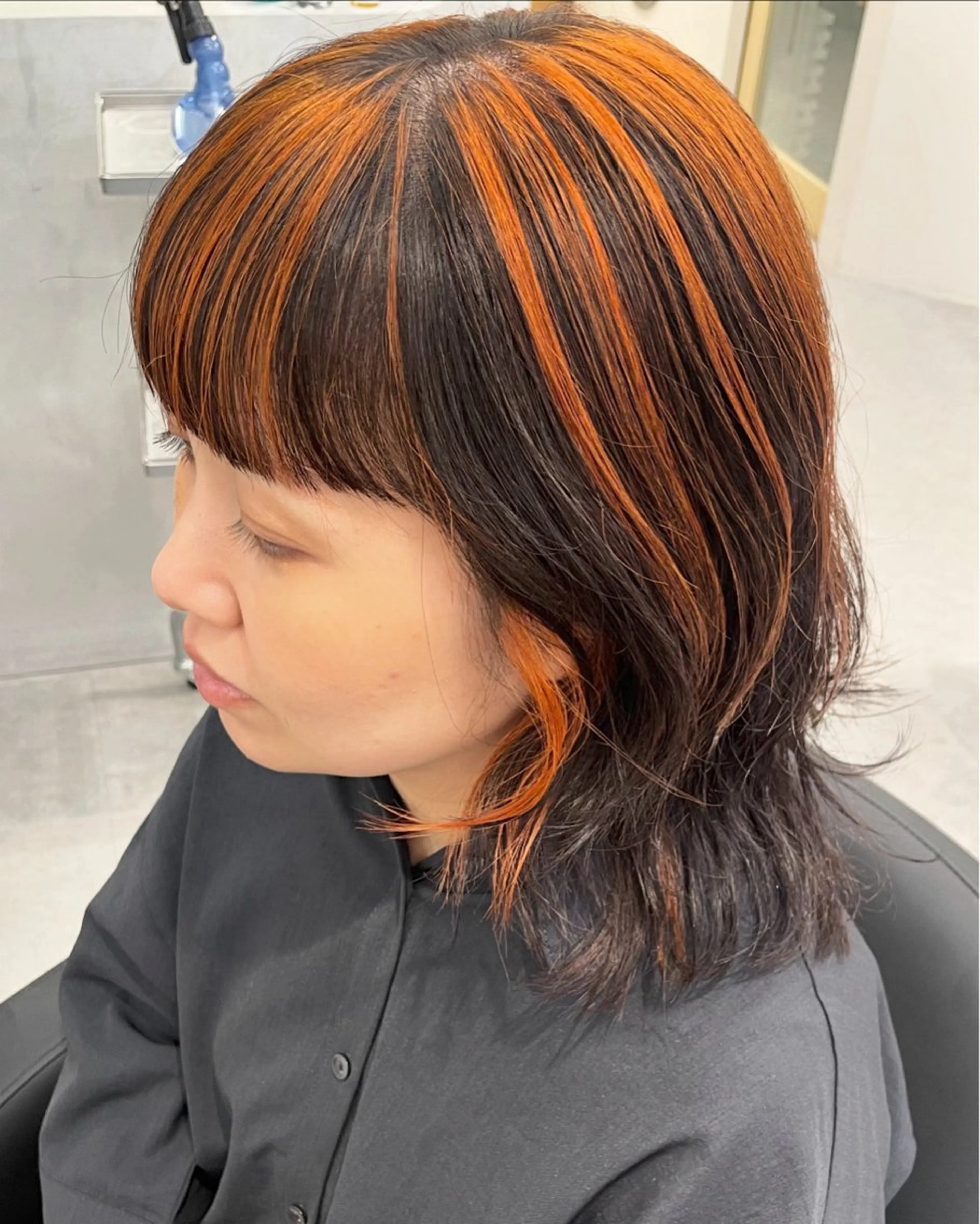 ミディアム カラー 髪質改善ストレート 🌈似合わせカットのヘアスタイル