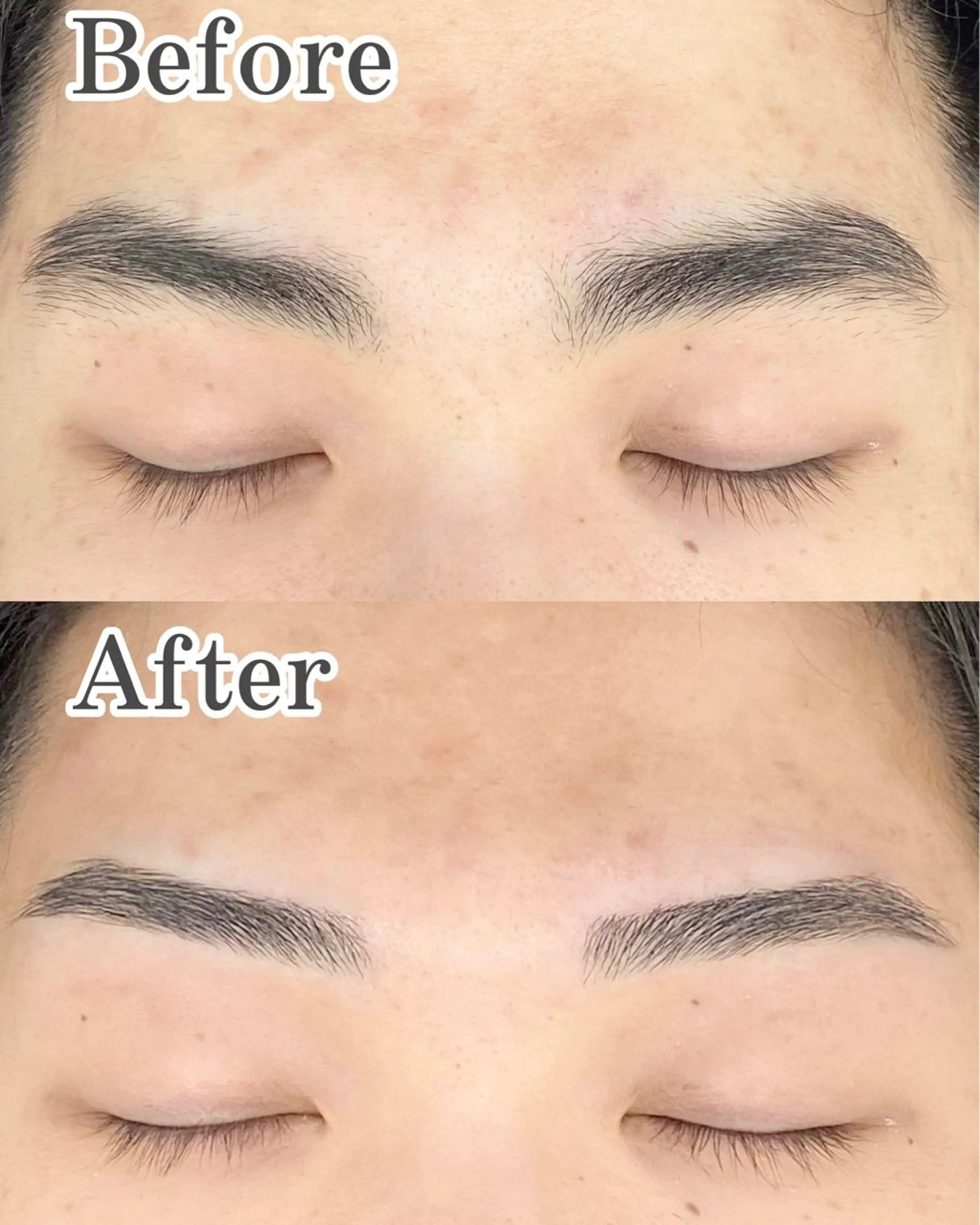 【メンズ】アイブロウWax間引き有り　　　　　　 ※仕上げメイク無しの写真