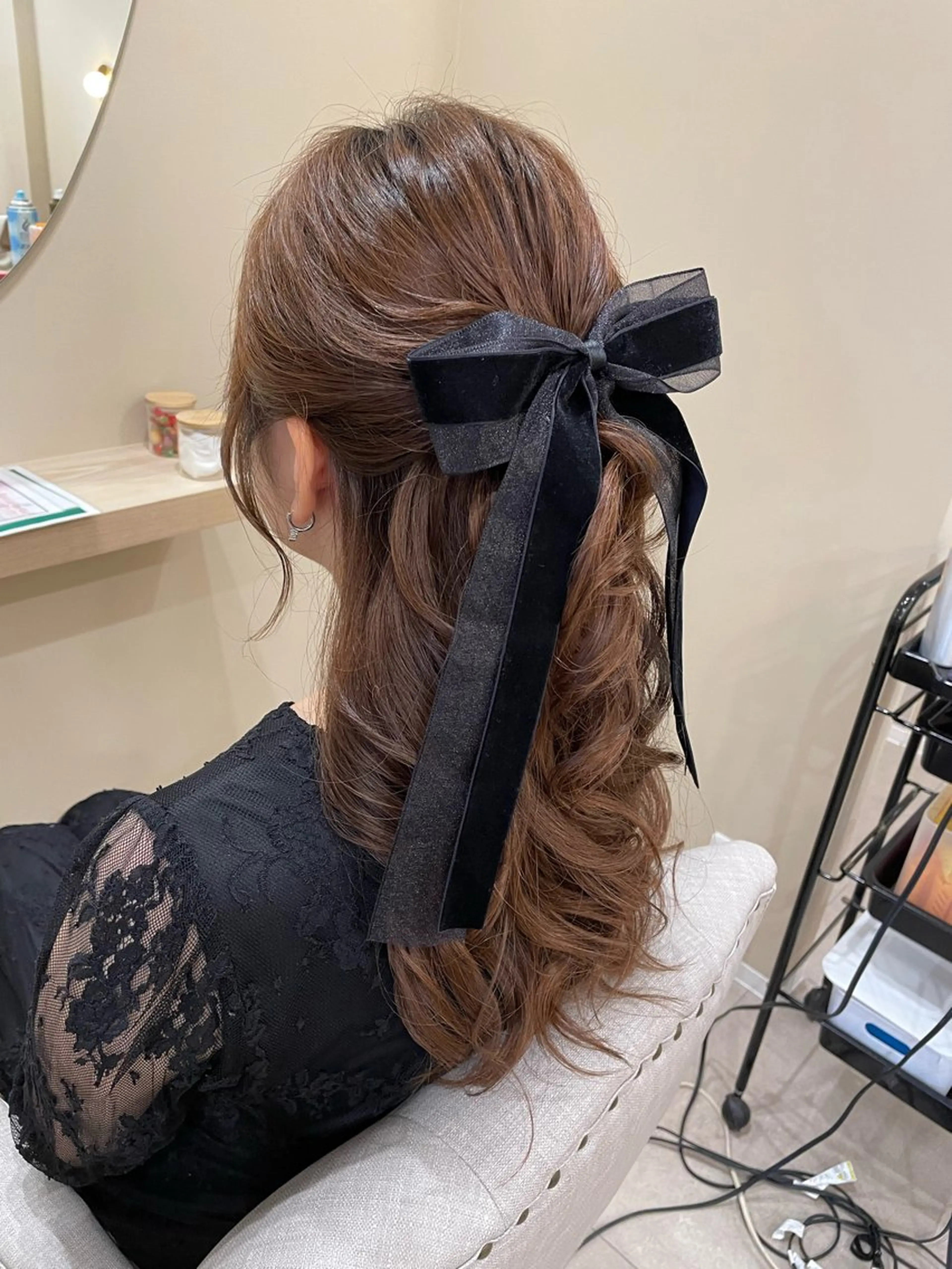 ロング ヘアアレンジ ハーフアップ ヘアセット ユ ミのヘアスタイル