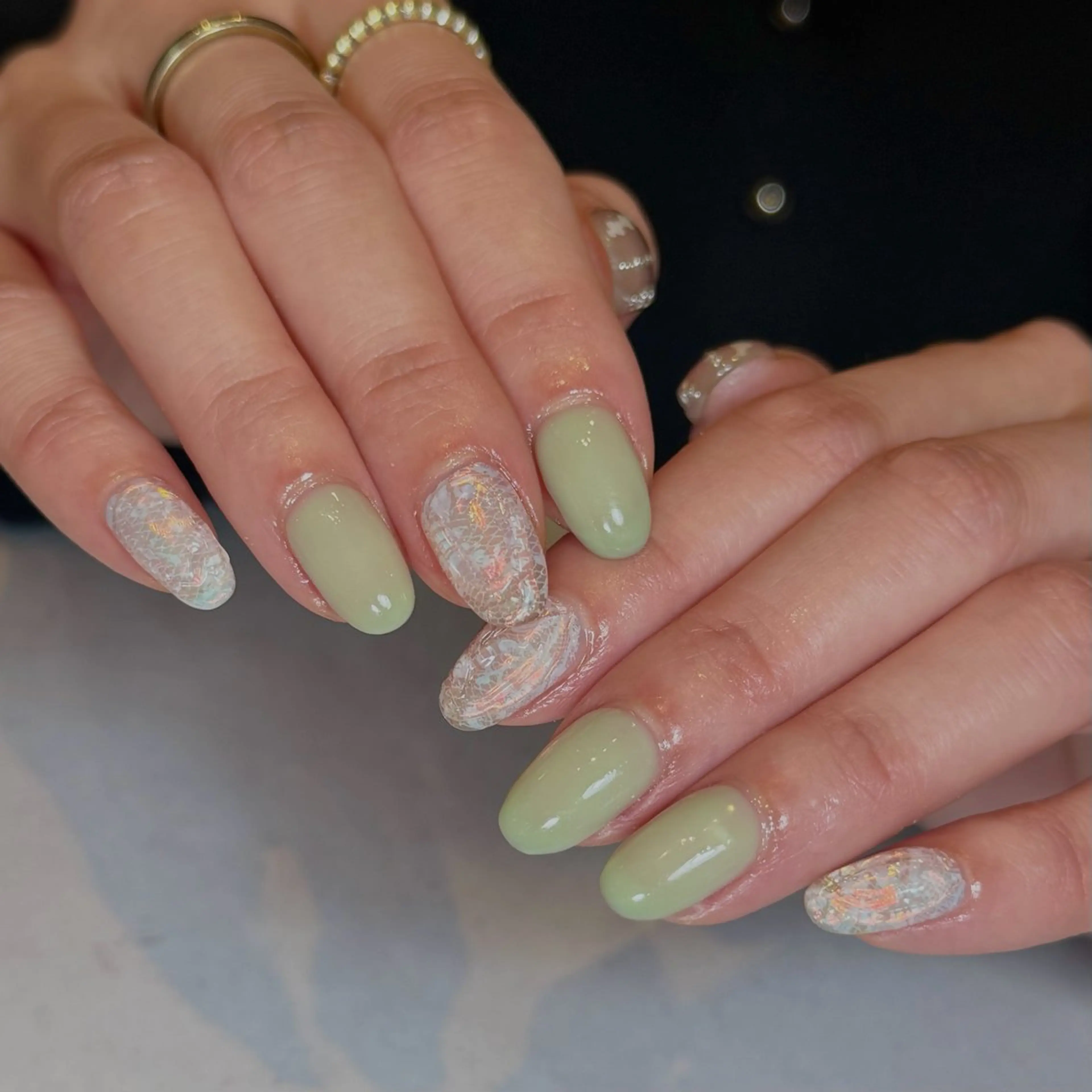 ネイル クリアネイル フラッシュネイル フラッシュマグ フレンチネイル マグネットネイル Luana nailのネイルデザイン