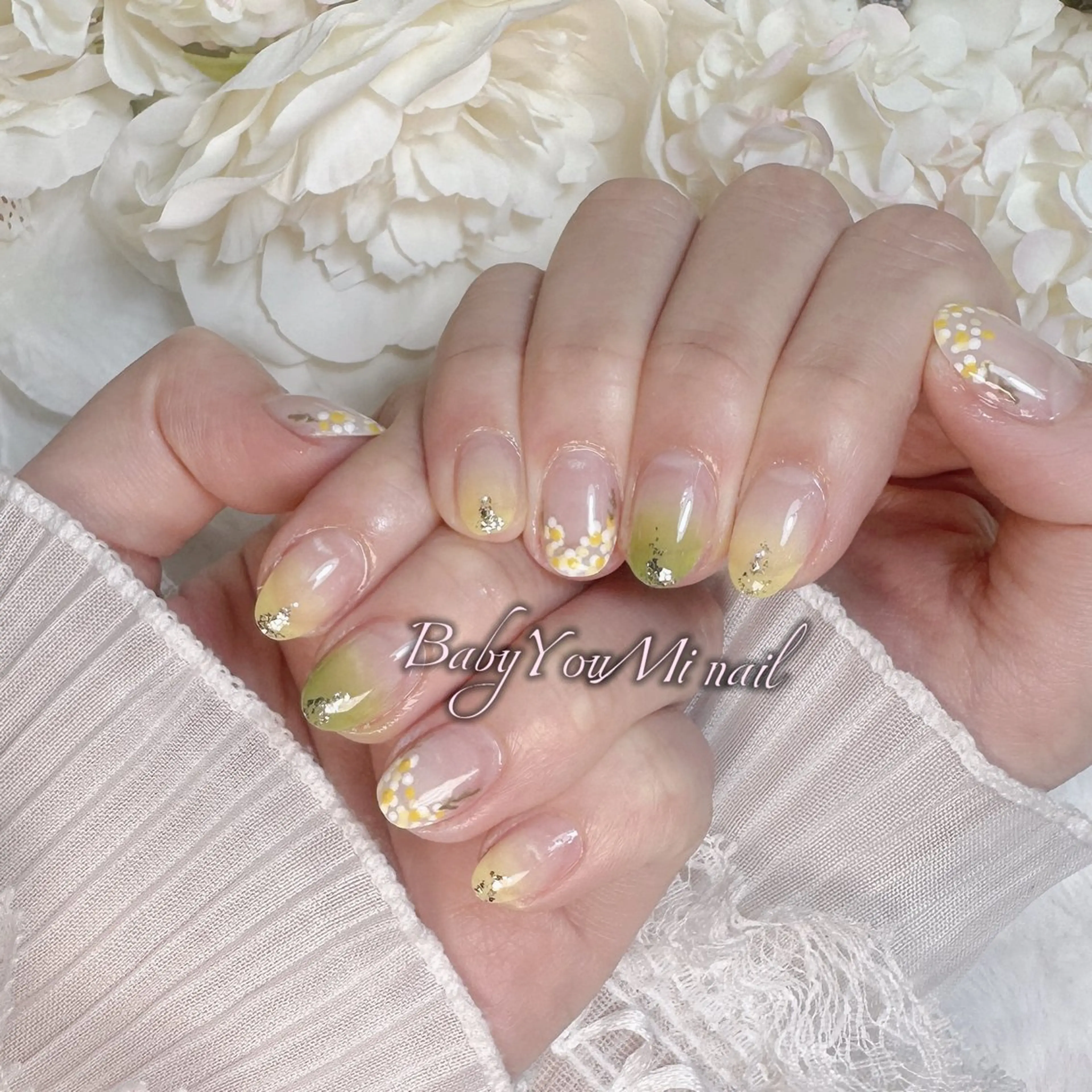 ネイル オーロラネイル チークネイル 成人式 フットネイル フレンチネイル ハンドネイル BabyYouMi nailのネイルデザイン