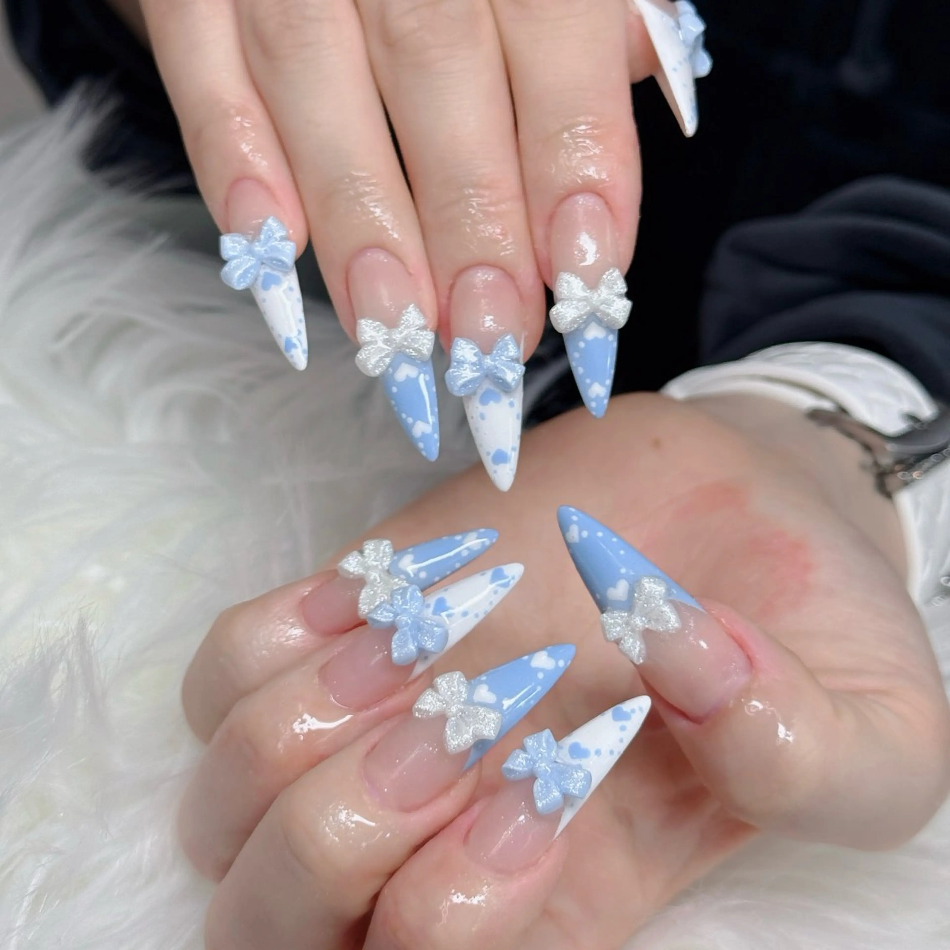 ネイル ロングネイル マグネットネイル リボン 夏ネイル スーパーロングネイル Hani Nail XUKAのネイルデザイン