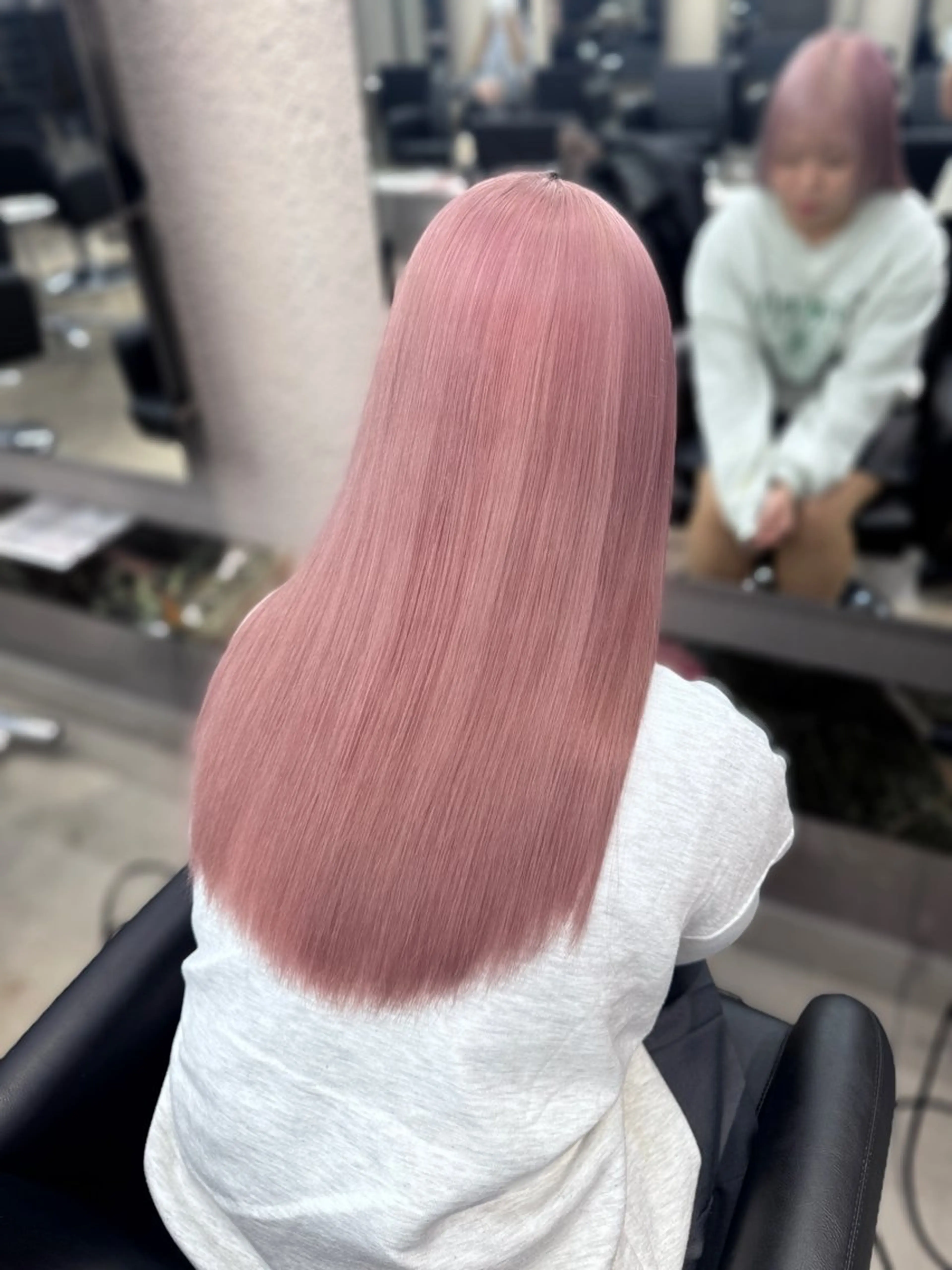 セミロング カラー ベージュカラー ブリーチ ピンクカラー ピンクベージュ ヘアカラー トリートメント 紬/enne/ブリー チ/ハイトーンのヘアスタイル