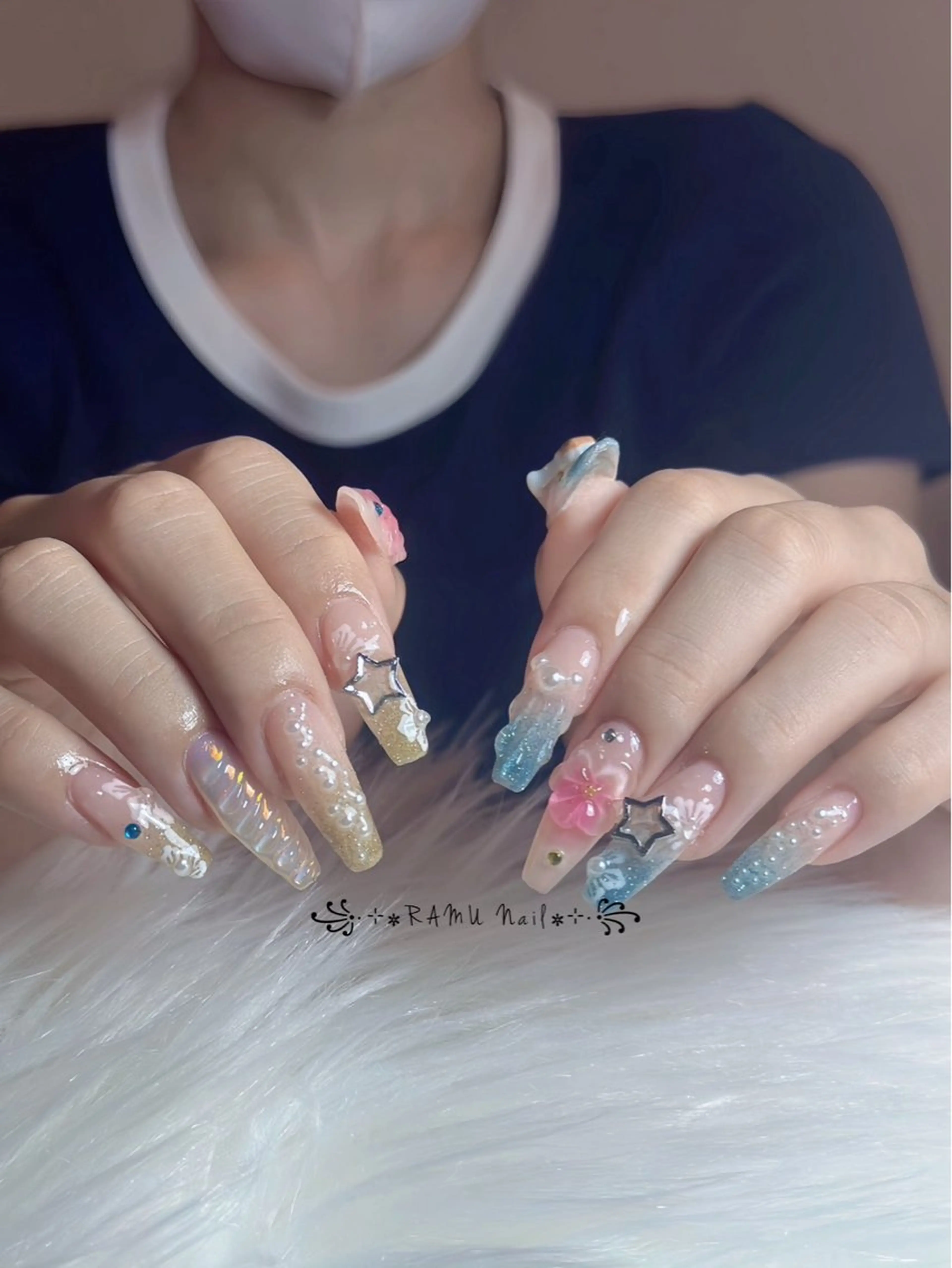 ネイル キラキラネイル マグネットネイル ミラーネイル ピンク 夏ネイル ハンドネイル RAMU Nail 恵比寿店のネイルデザイン