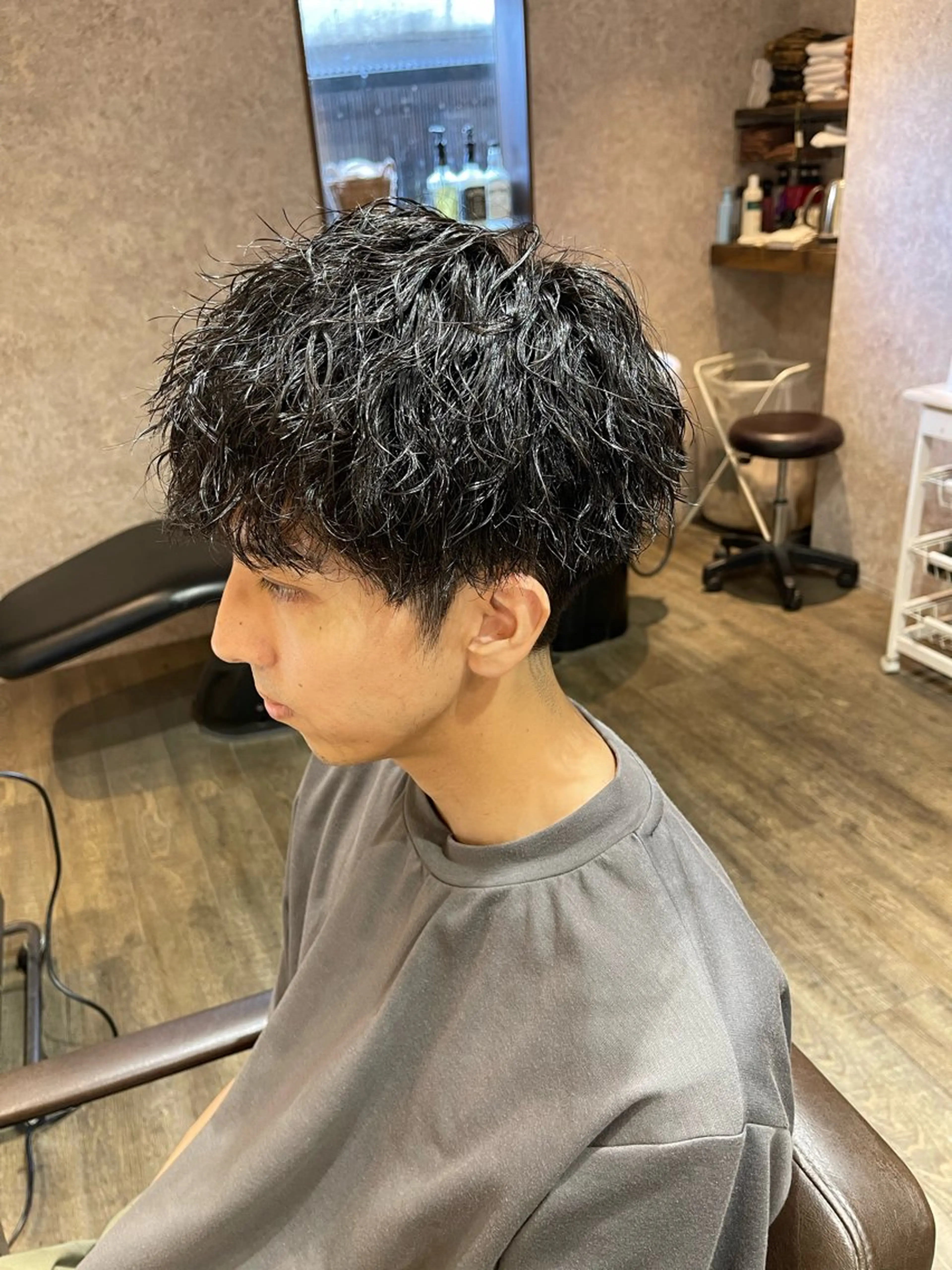 ミディアム パーマ メンズ 田中 識啓のヘアスタイル