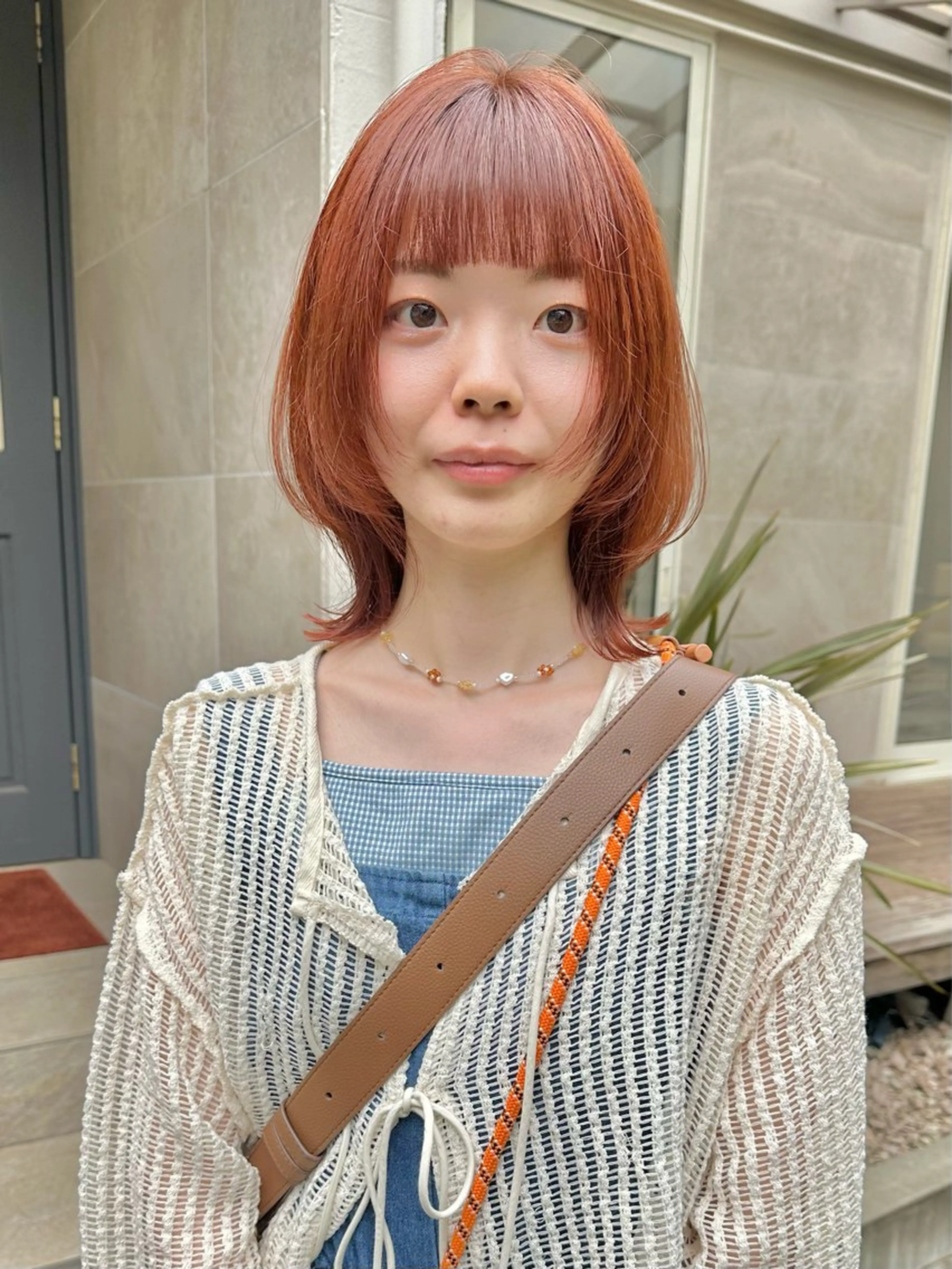 ミディアム カラー オレンジ レイヤーカット ウルフカット ウルフレイヤー カット ヘアカラー トリートメント レイヤーカット🪄 耳ツボ🎀Ayumiのヘアスタイル