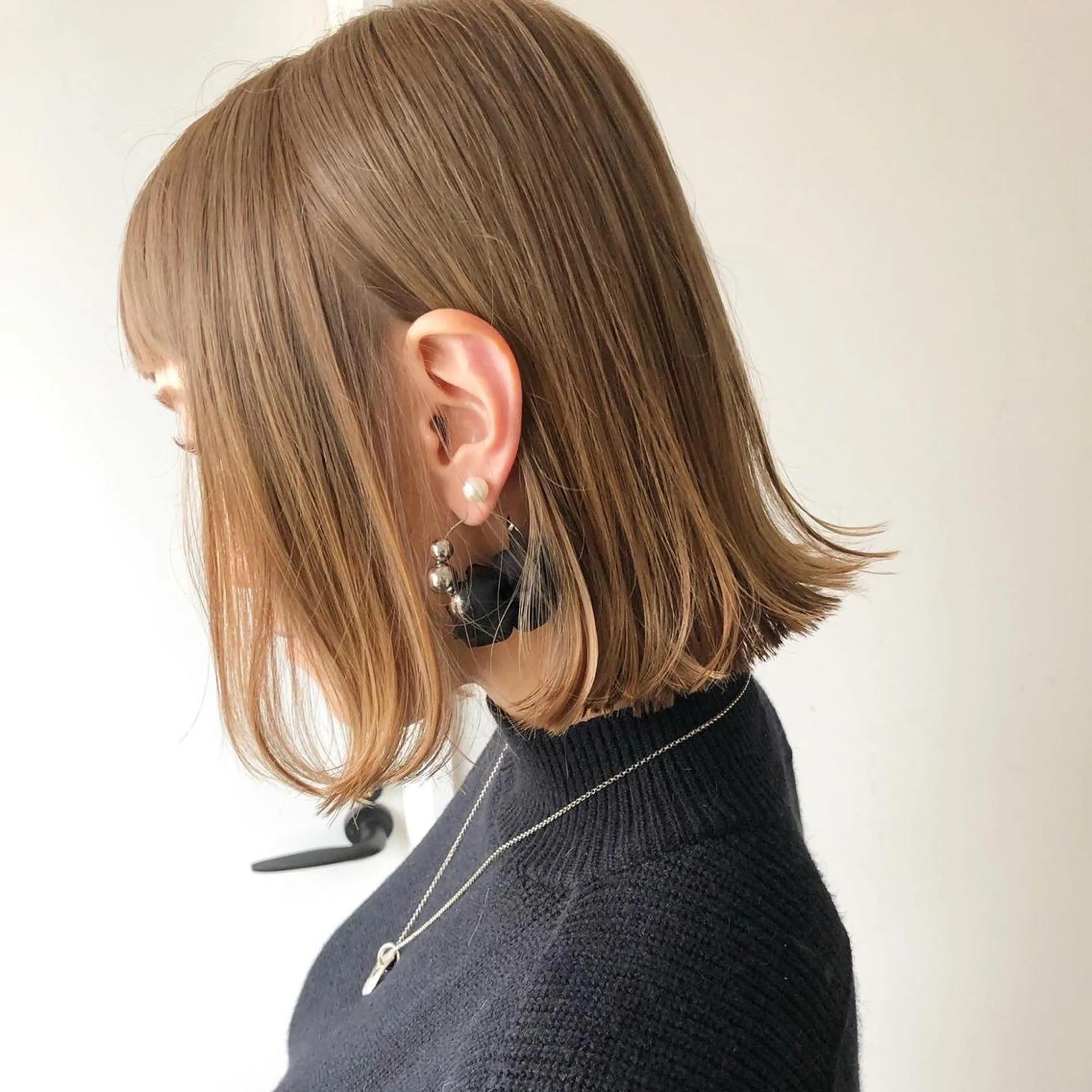 セミロング カラー パーマ メンズ キッズ ネイル ボブ 春ネイル カット 縮毛矯正 ボブ、縮毛矯正👑 心斎橋/高城涼也のヘアスタイル