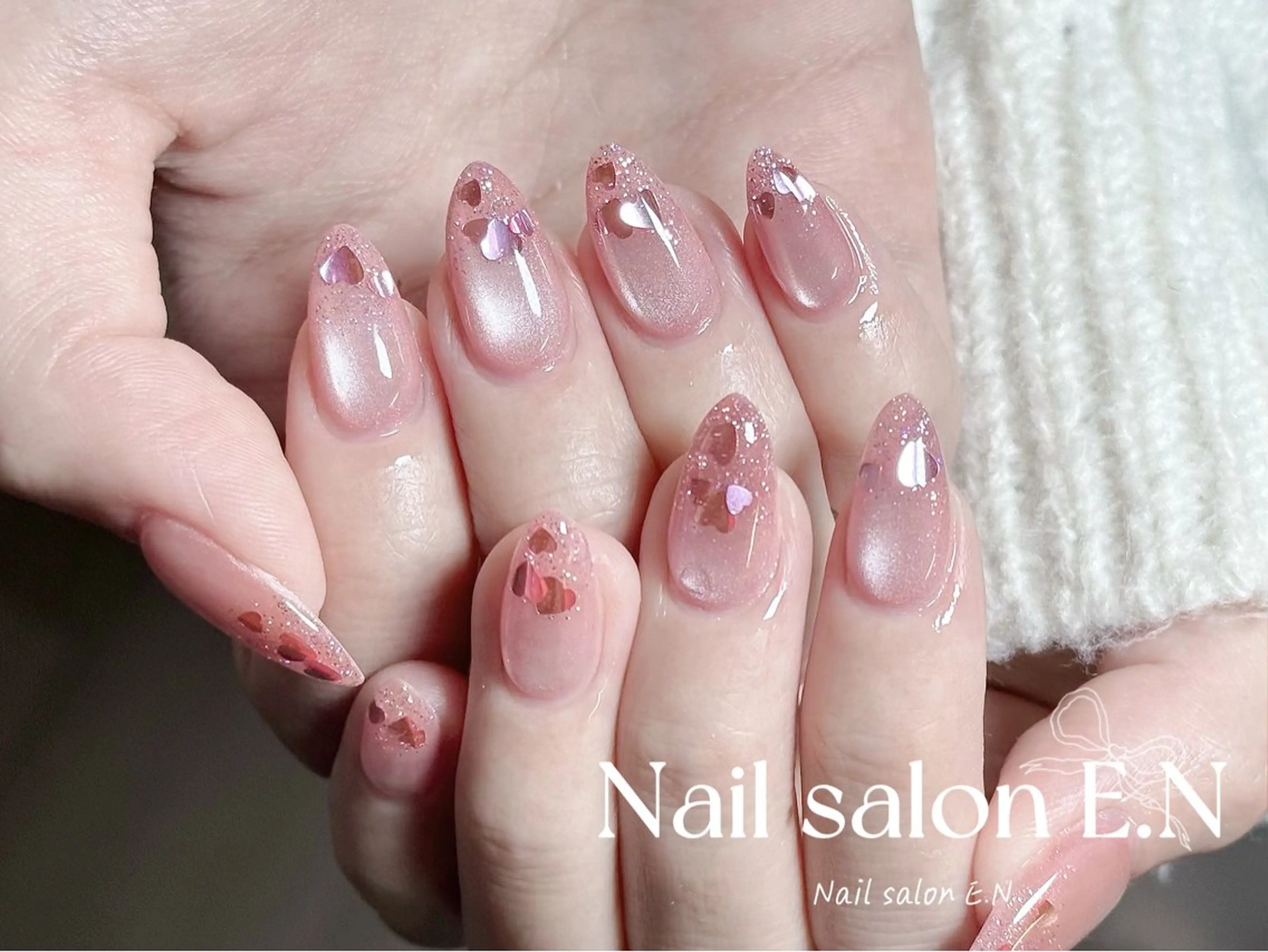 ネイル アートネイル オーロラネイル ブラウン クリアネイル フレンチネイル ハンドネイル E.N🦋 長さ出し/持ち込みのネイルデザイン