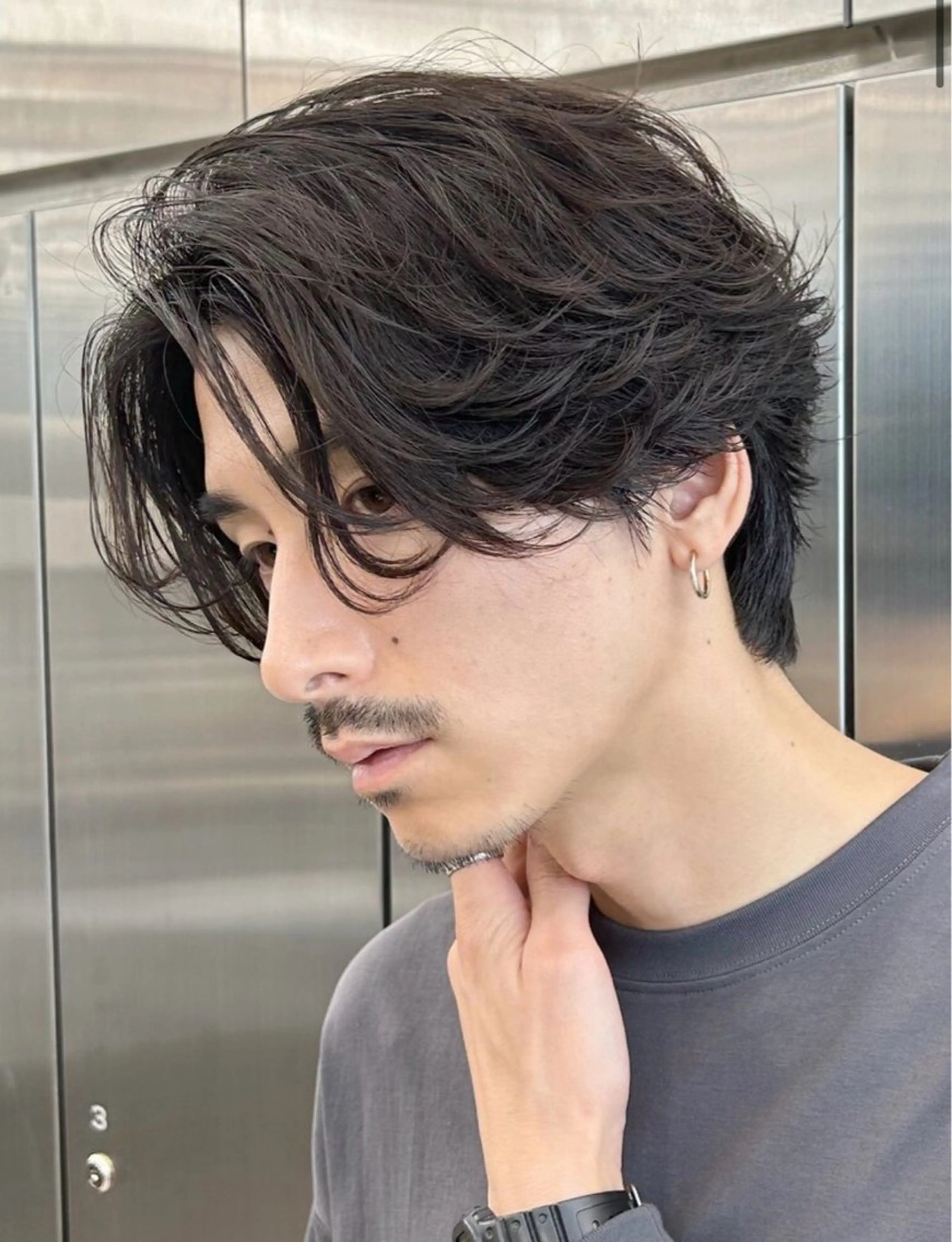 ミディアム メンズ 湯浅禅也/プードル /波巻きパーマ/栄のヘアスタイル