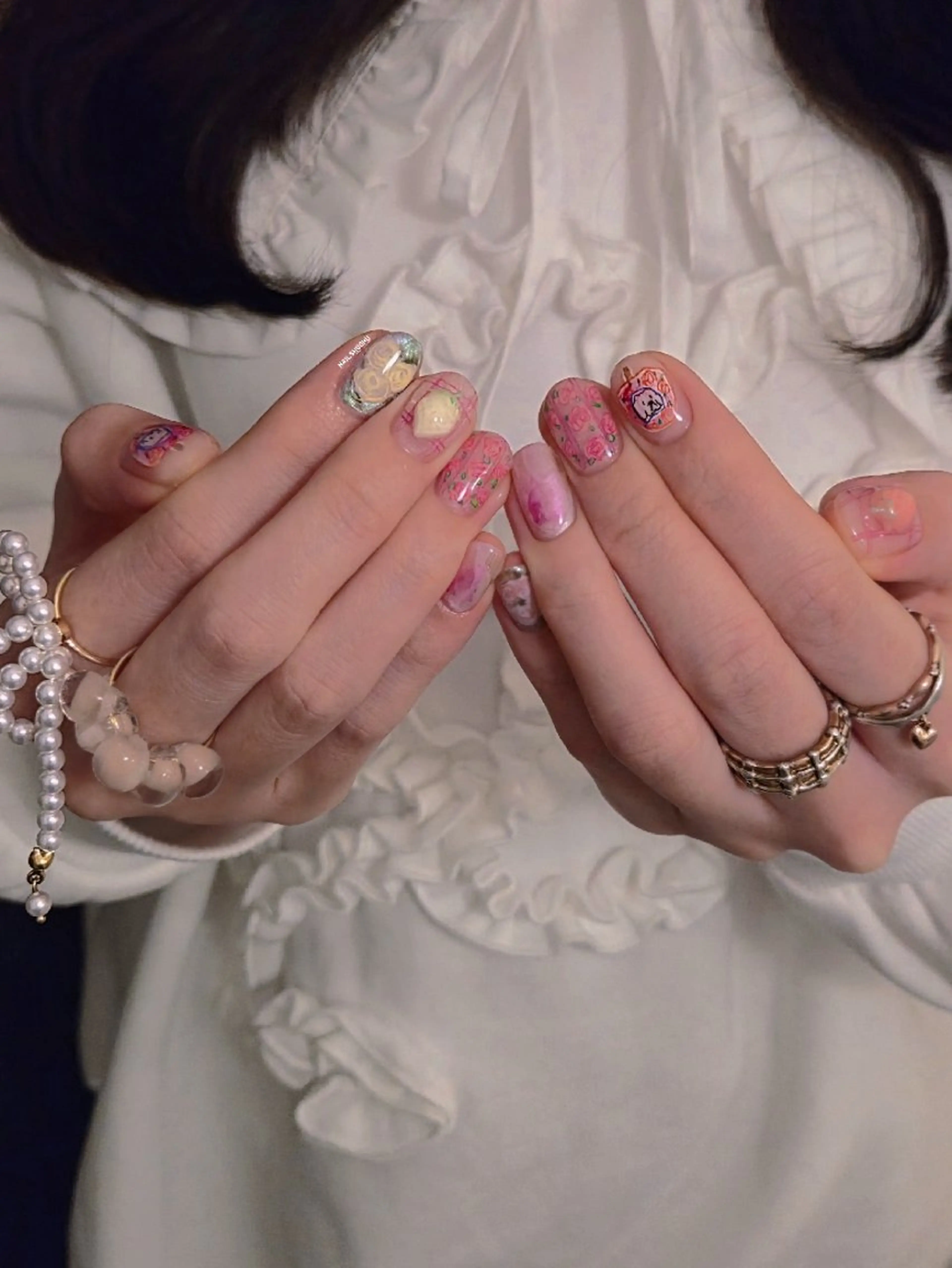 ネイル ハンドネイル 3dパーツ/流行り 👧shushu❤️のネイルデザイン