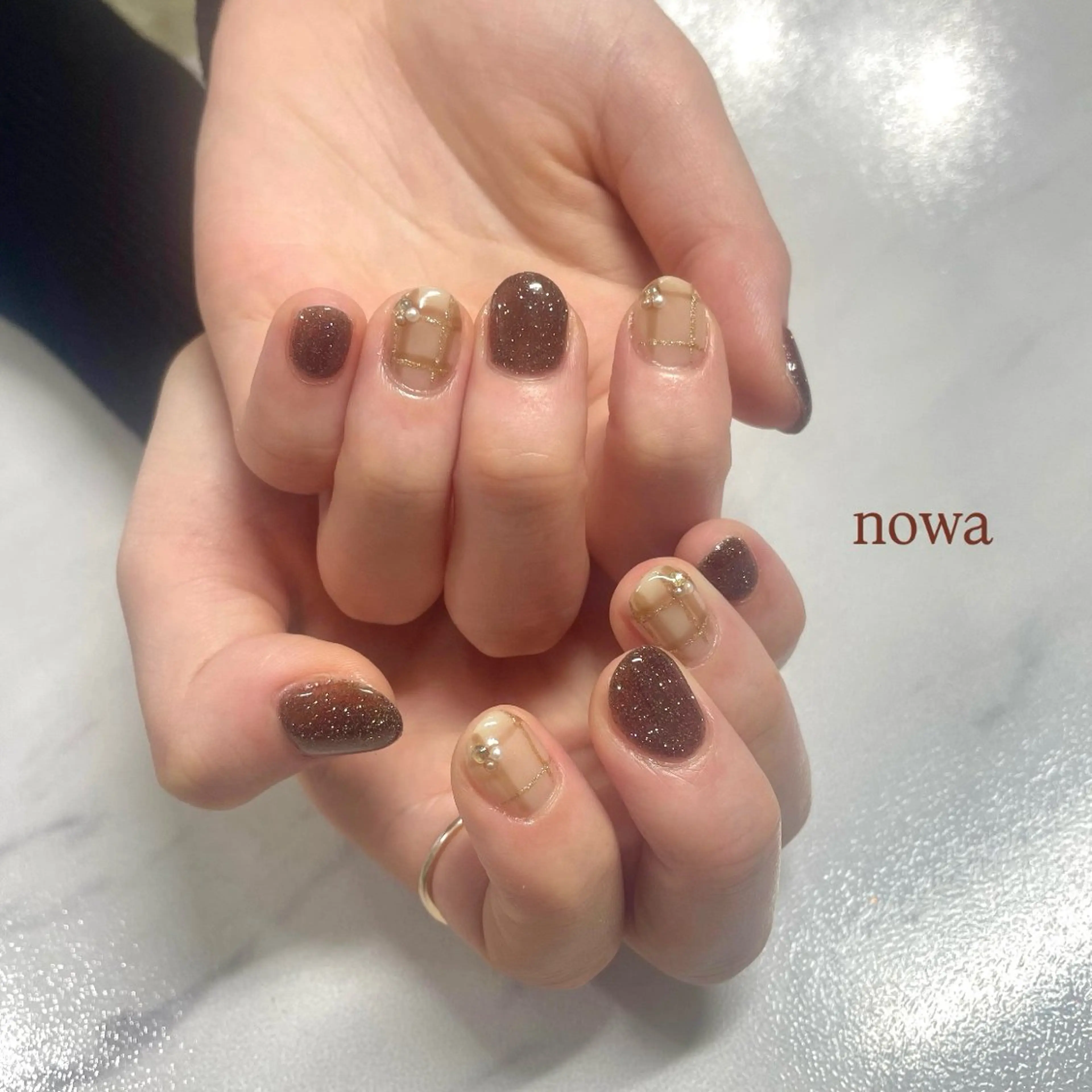ネイル ブラウン ハンドネイル Beauty Studio 【nowa】所属・【nowa】小松 宙未 Soramiのネイルデザイン