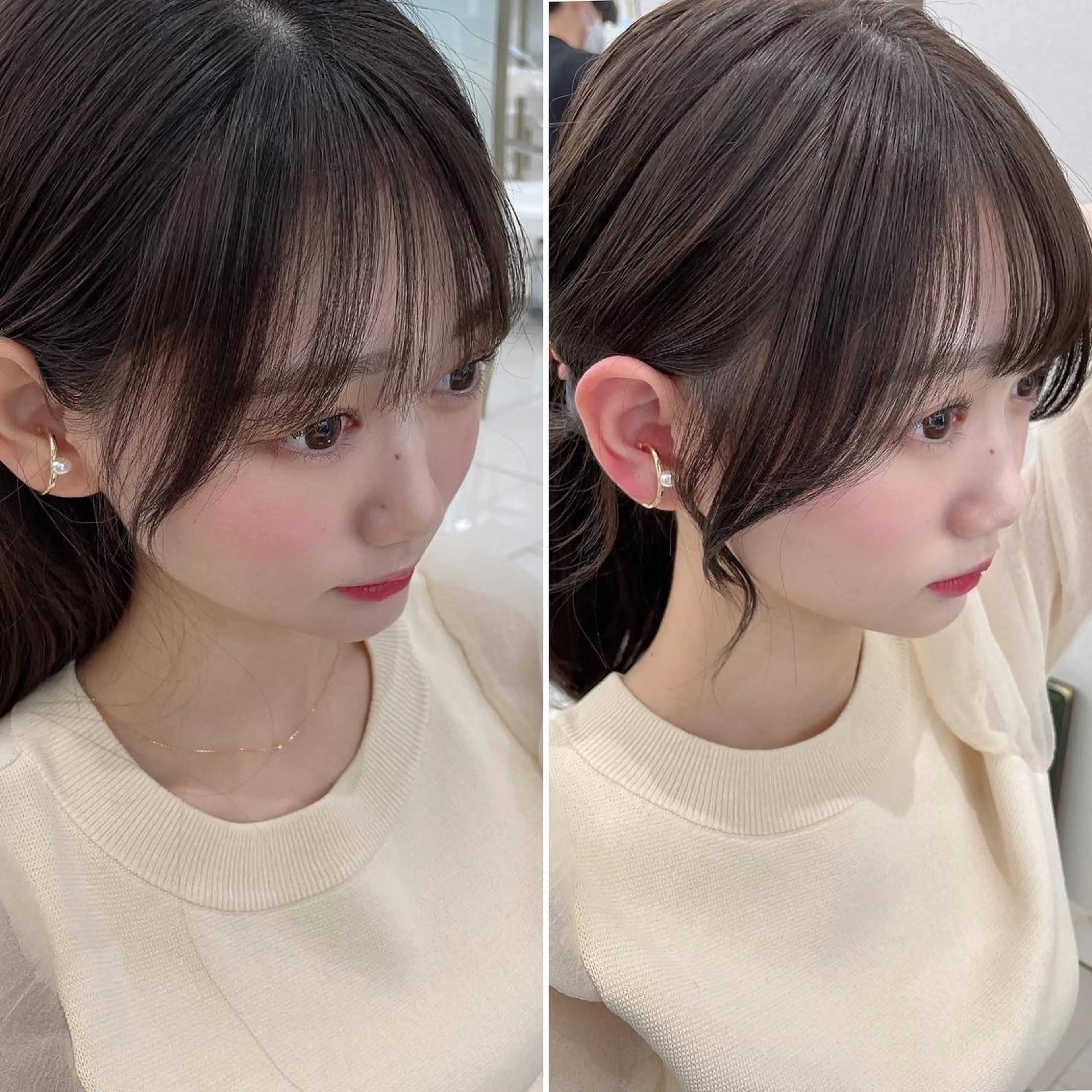 セミロング カラー グレージュ COA GINZA 空也/前髪/顔まわりのヘアスタイル