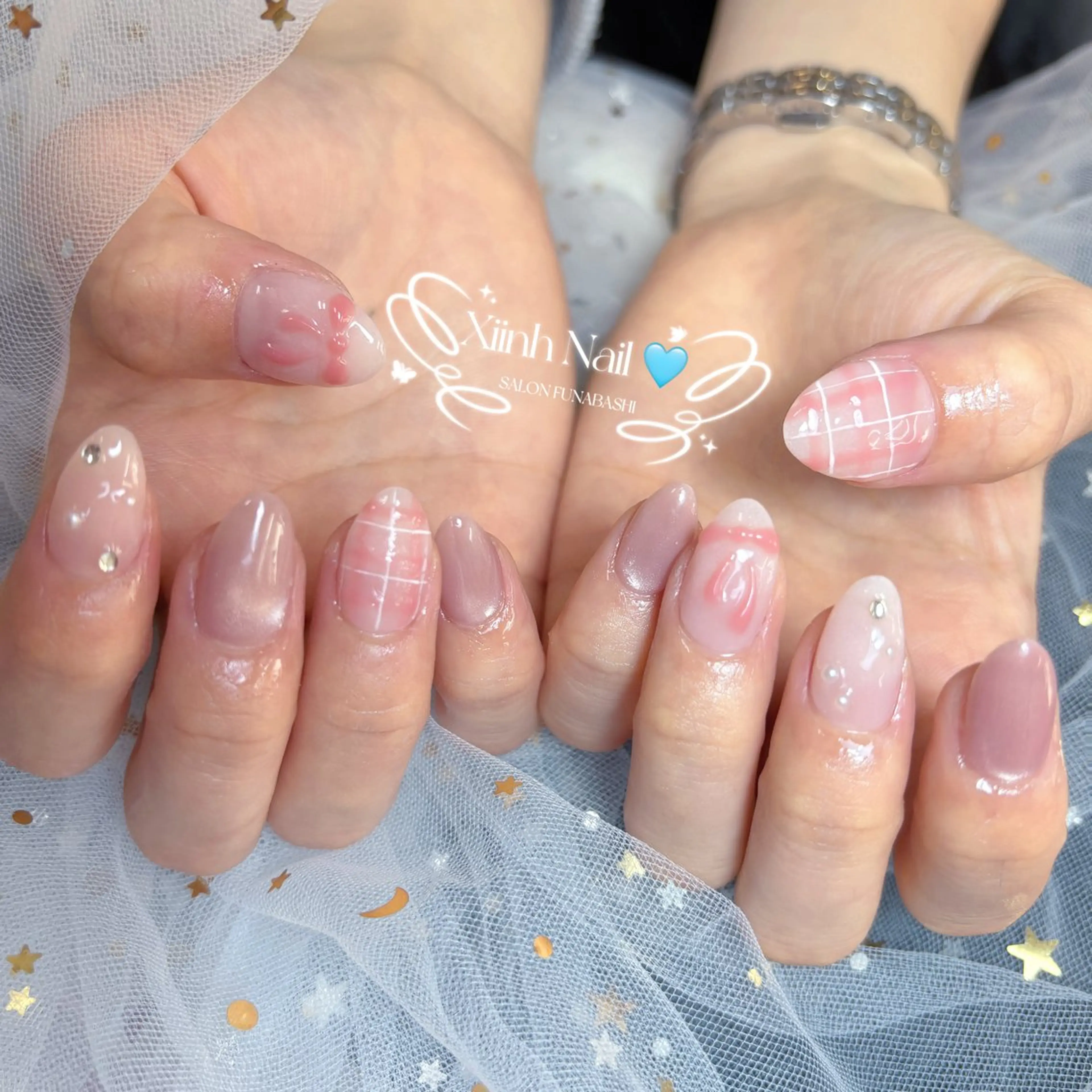 ネイル チークネイル 桜ネイル 長さ出し フットネイル ジェルネイル ハンドネイル XIINH NAIL SALONのネイルデザイン