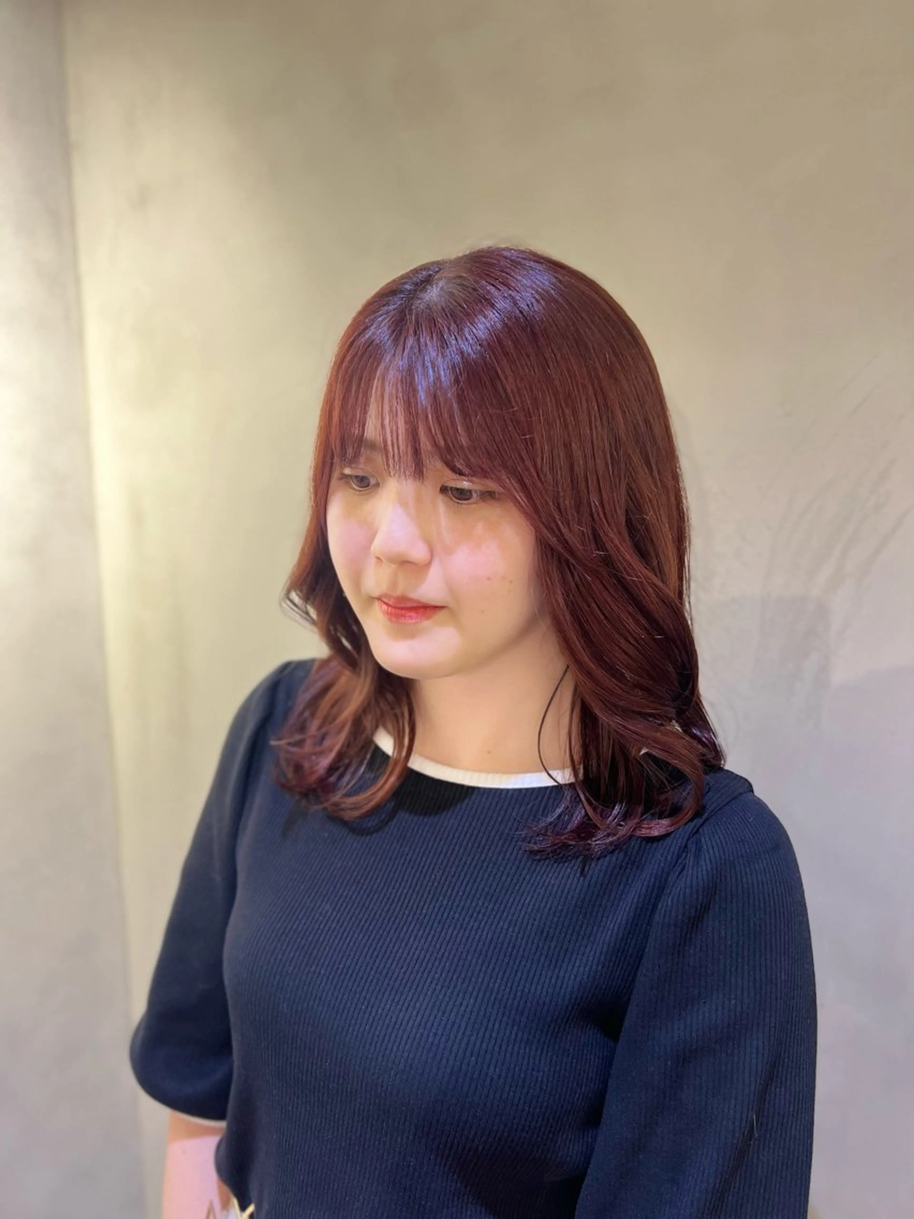 ミディアム カラー ヘアカラー ミディアムレイヤー/ 艶カラー🎀 emiのヘアスタイル