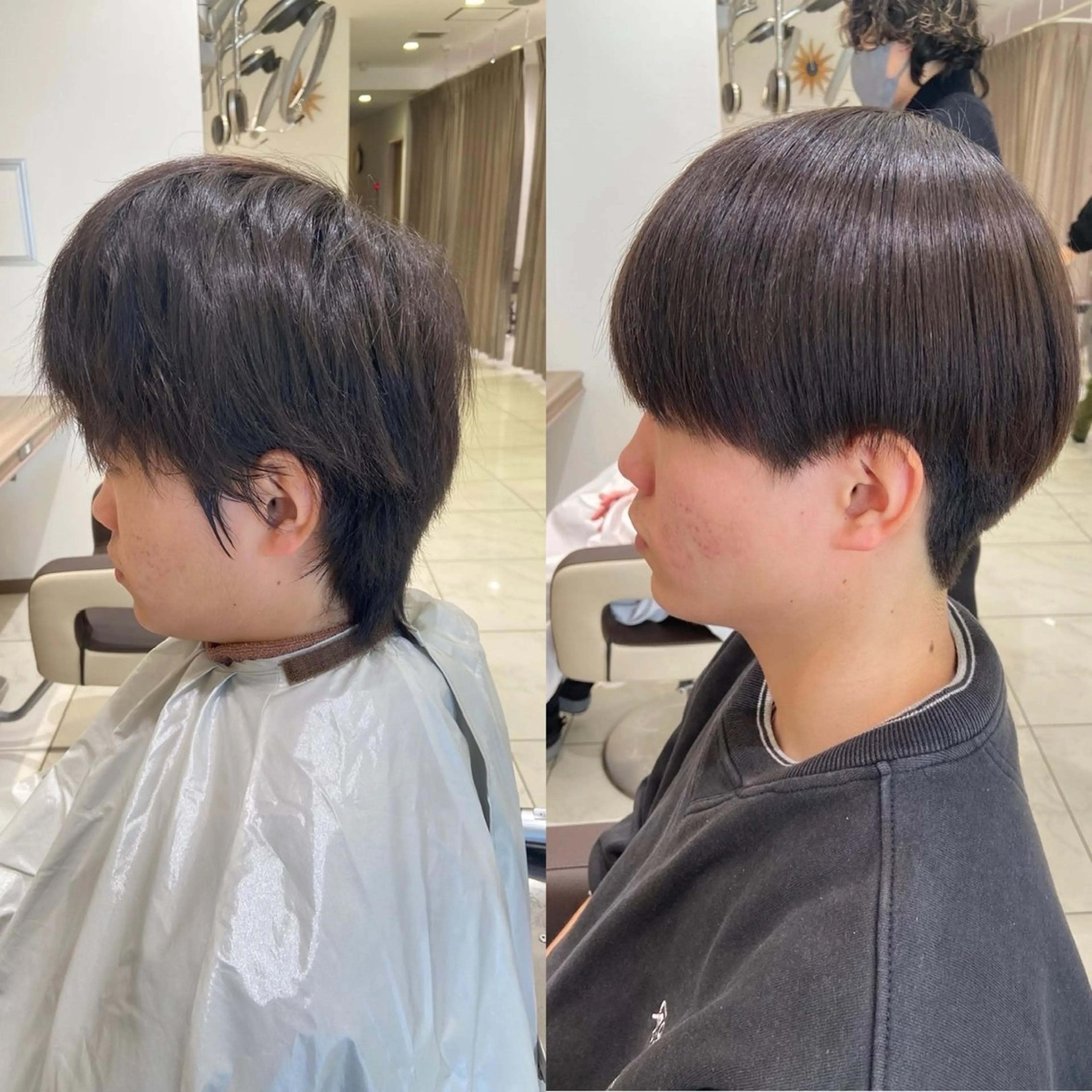 ショート パーマ メンズ センターパート マッシュ 縮毛矯正 カット 縮毛矯正 メンズ毛流れ 縮毛特化/土屋丈のヘアスタイル