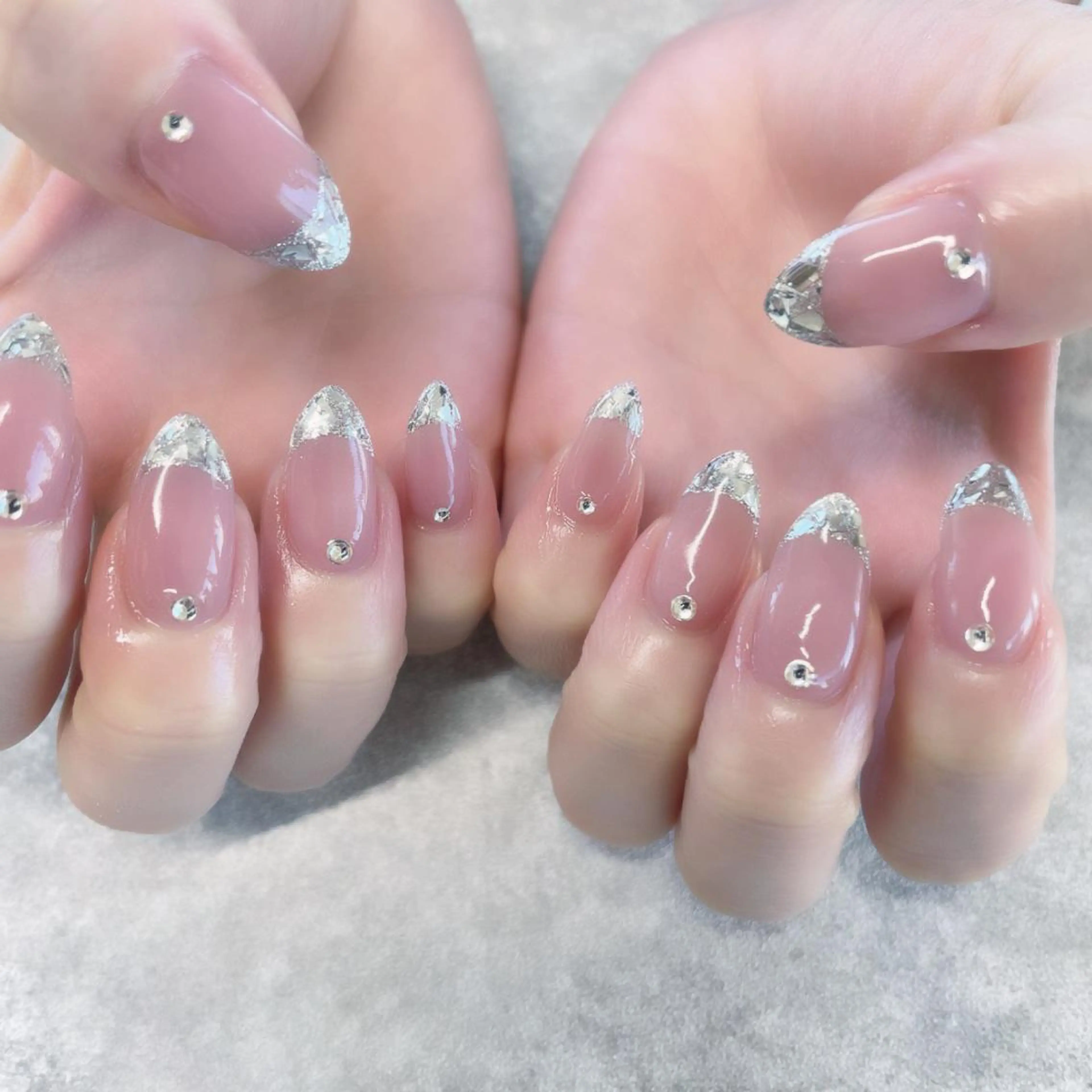 ネイル フレンチネイル ガラスフレンチ ricco risaiaのネイルデザイン