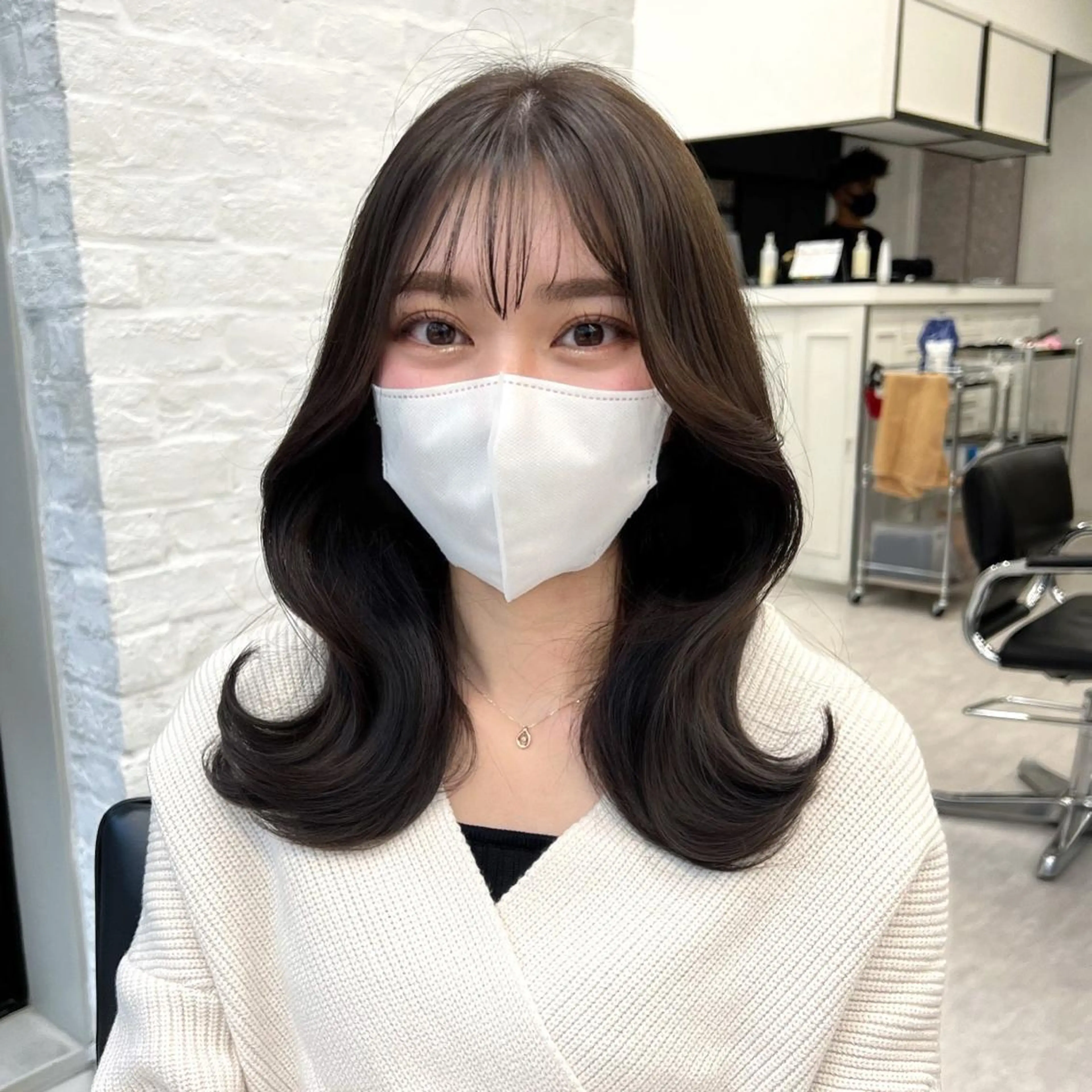 セミロング カット ヘアカラー トリートメント 韓国ヘア♡ 顔まわりカットayaのヘアスタイル
