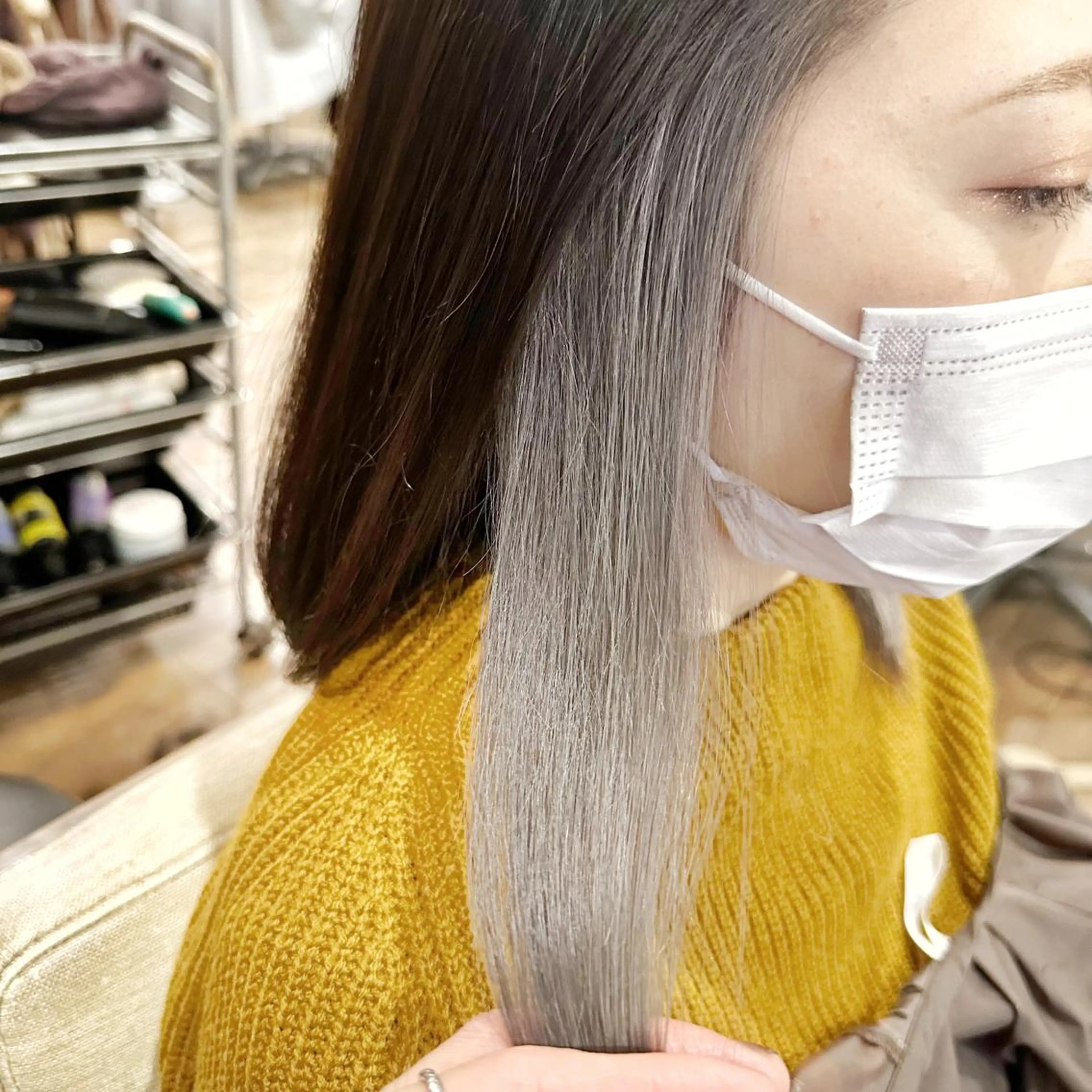 ミディアム カラー ヘアアレンジ ブリーチ 池袋髪質改善×レイヤ ー専門MATSUのヘアスタイル