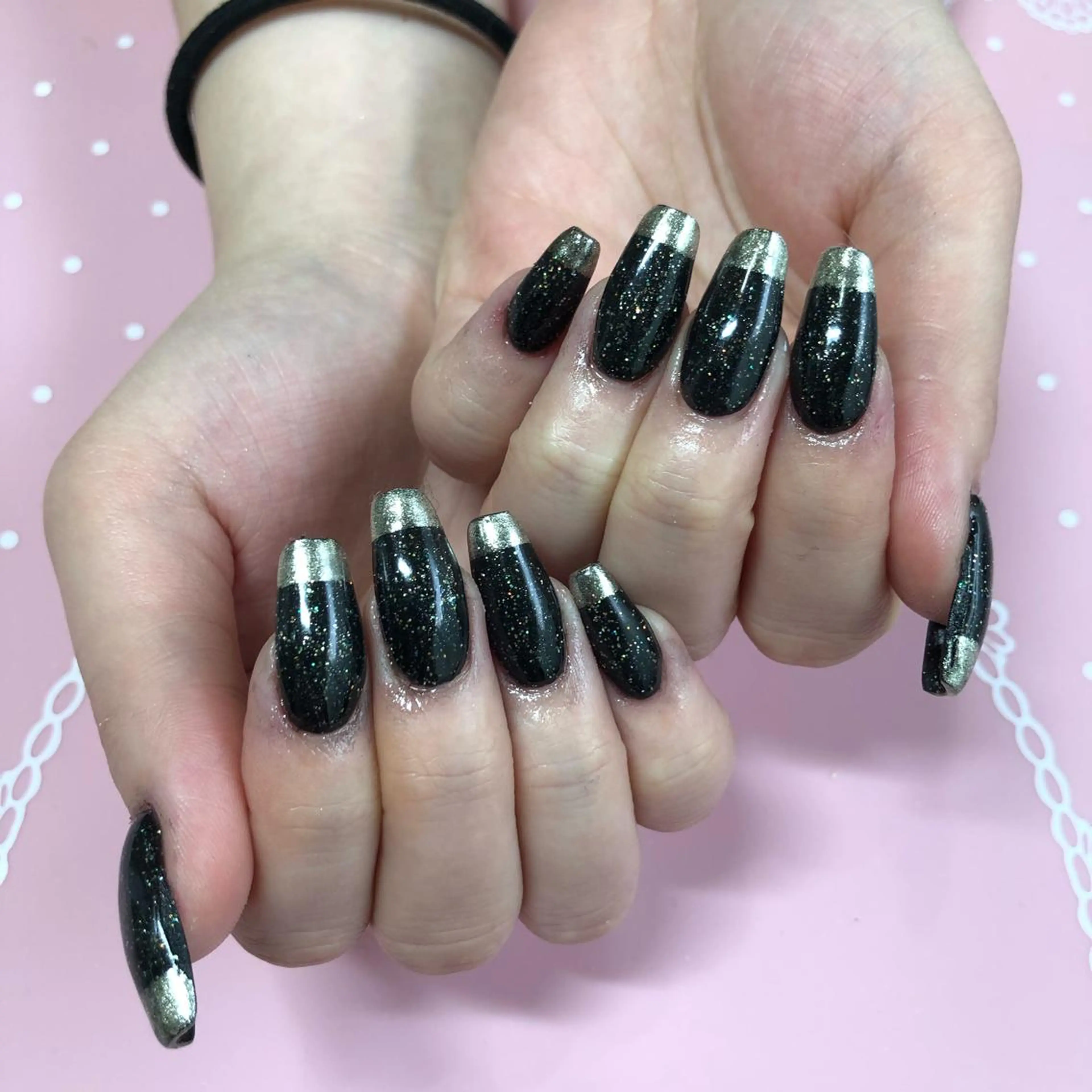ミディアム ネイル ミラーネイル ハンドネイル 《LB》ラブリエ Nail&eyeのマツエク・マツパデザイン