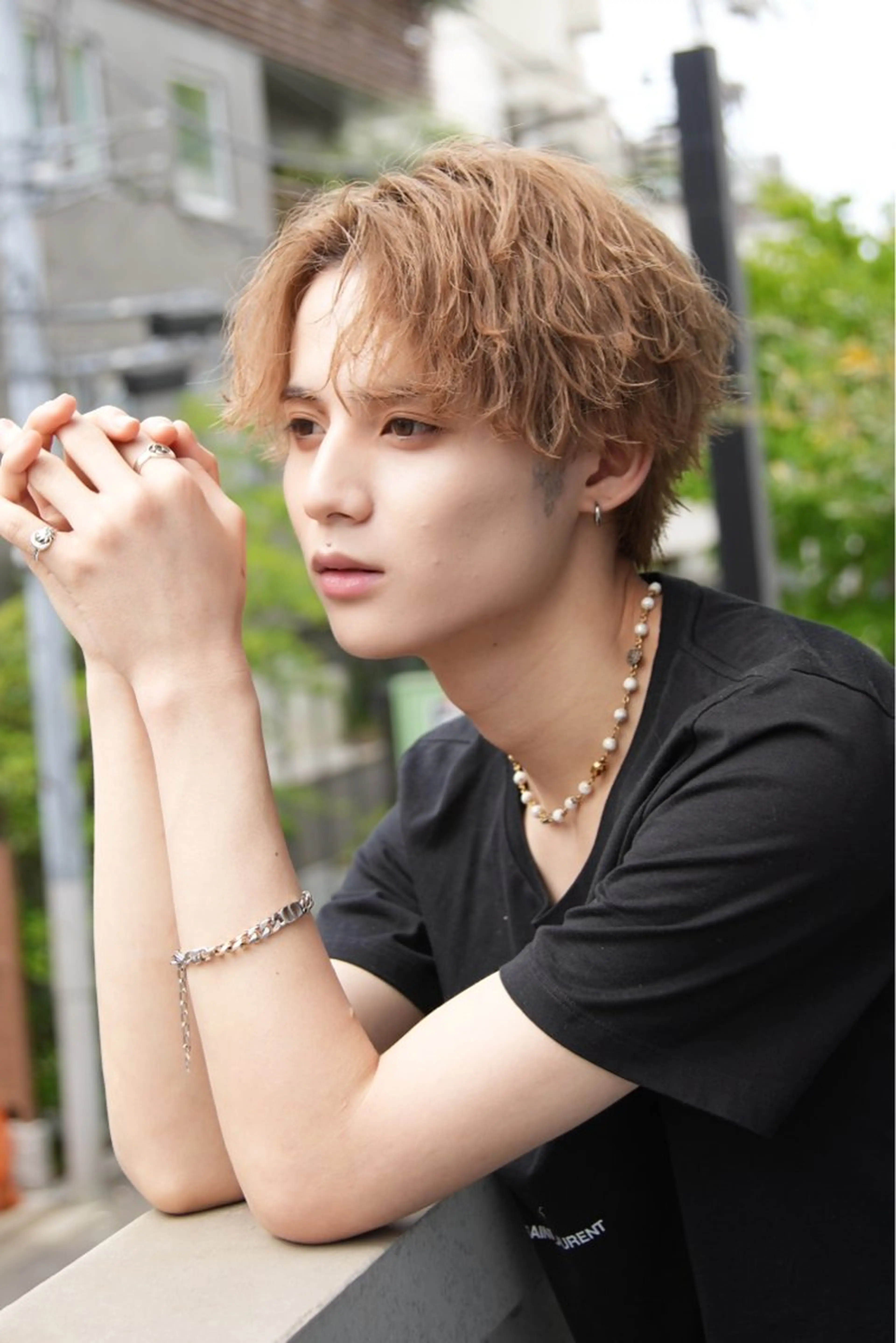 ミディアム カラー パーマ メンズ ハイトーン/メンズマ ッシュ/KYOHEIのヘアスタイル