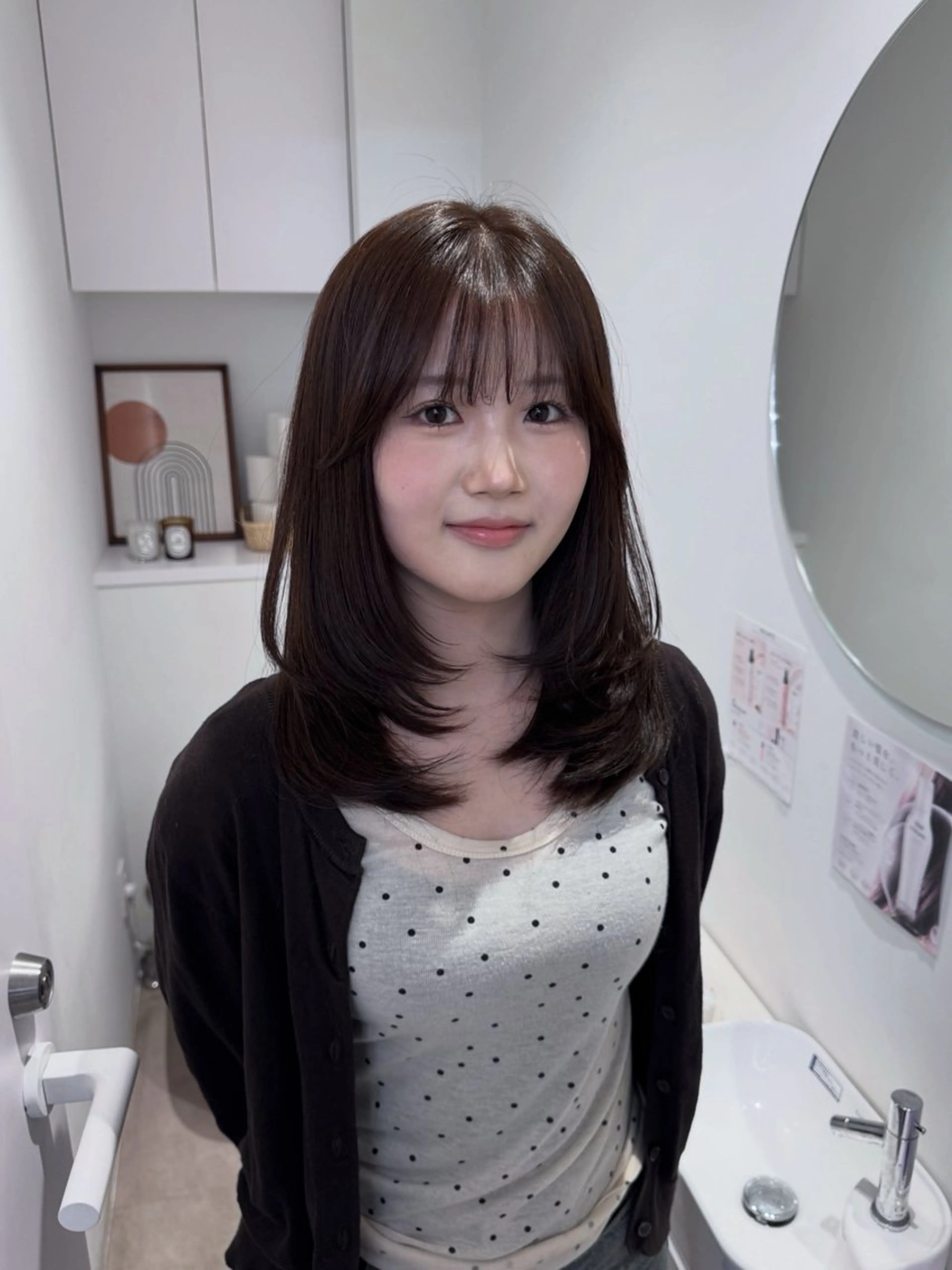 セミロング カット ヘアカラー トリートメント 透明感カラー🫧⌇ AO🫐🩵のヘアスタイル