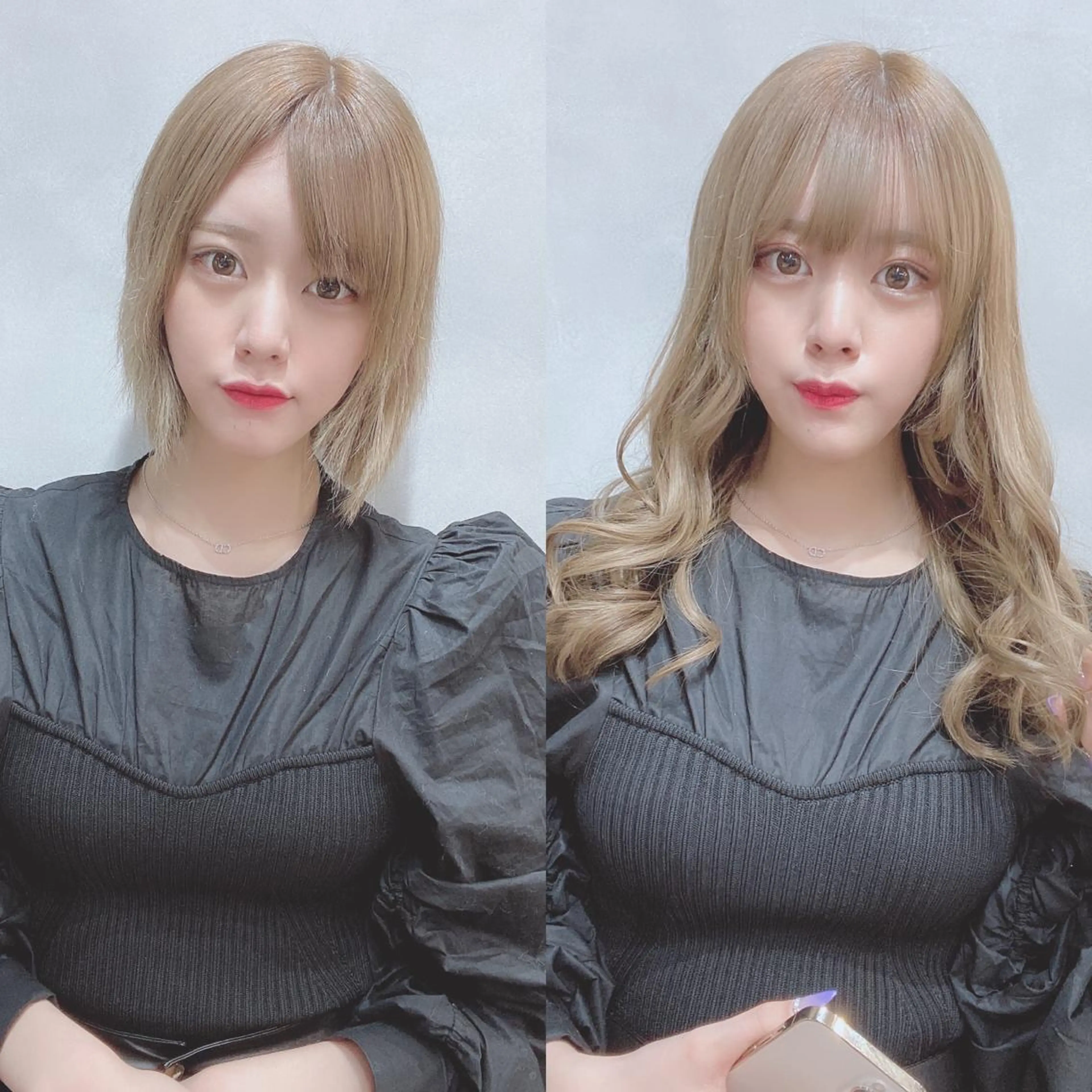 セミロング カラー ヘアアレンジ ショートボブ 編み込みエクステ シールエクステ セミロングパーマ バレイヤージュ LAVENDIA 初音のヘアスタイル