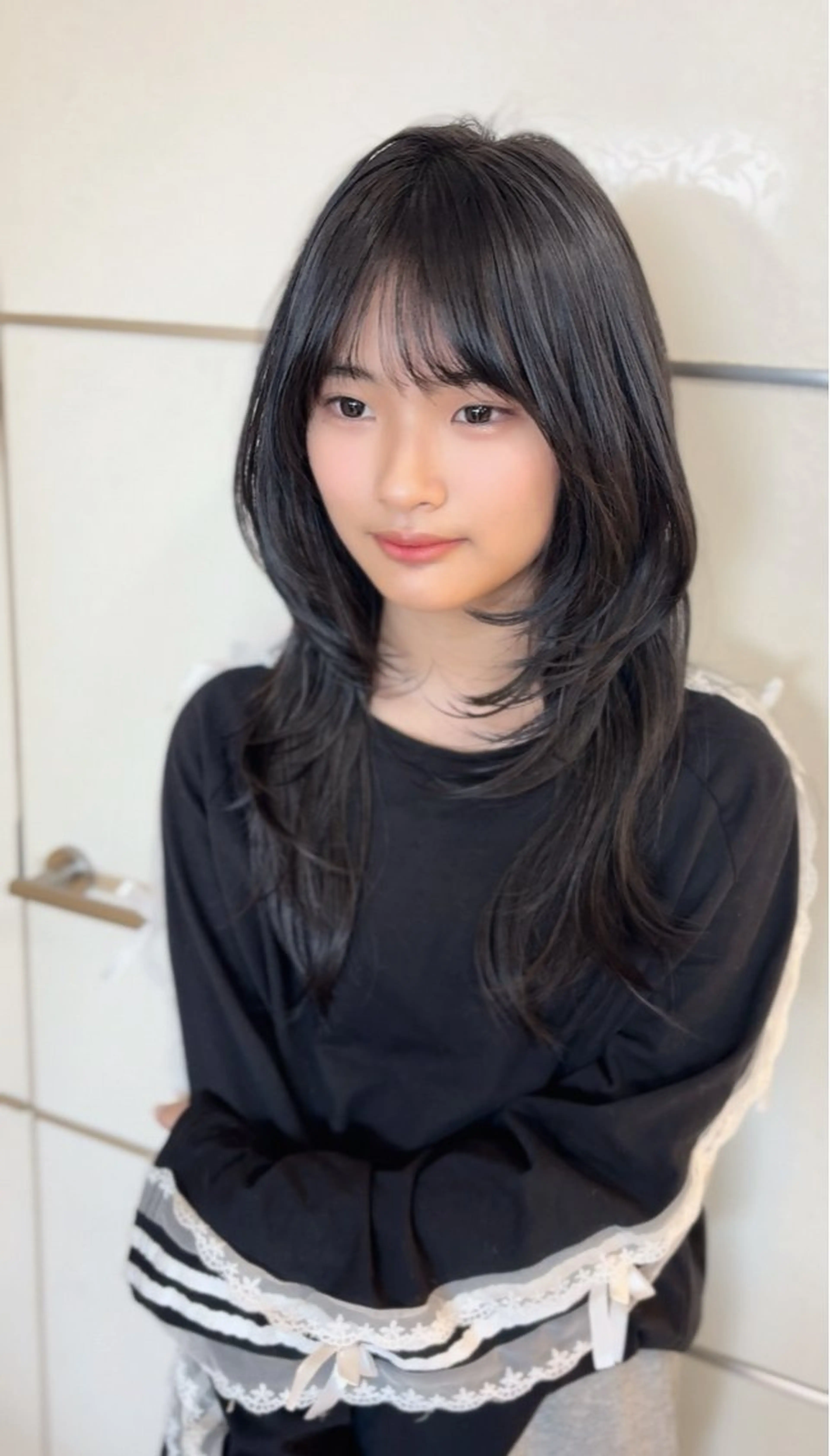 ロング カラー カット 🤎韓国ヘア ベージュ まゆか🤎のヘアスタイル