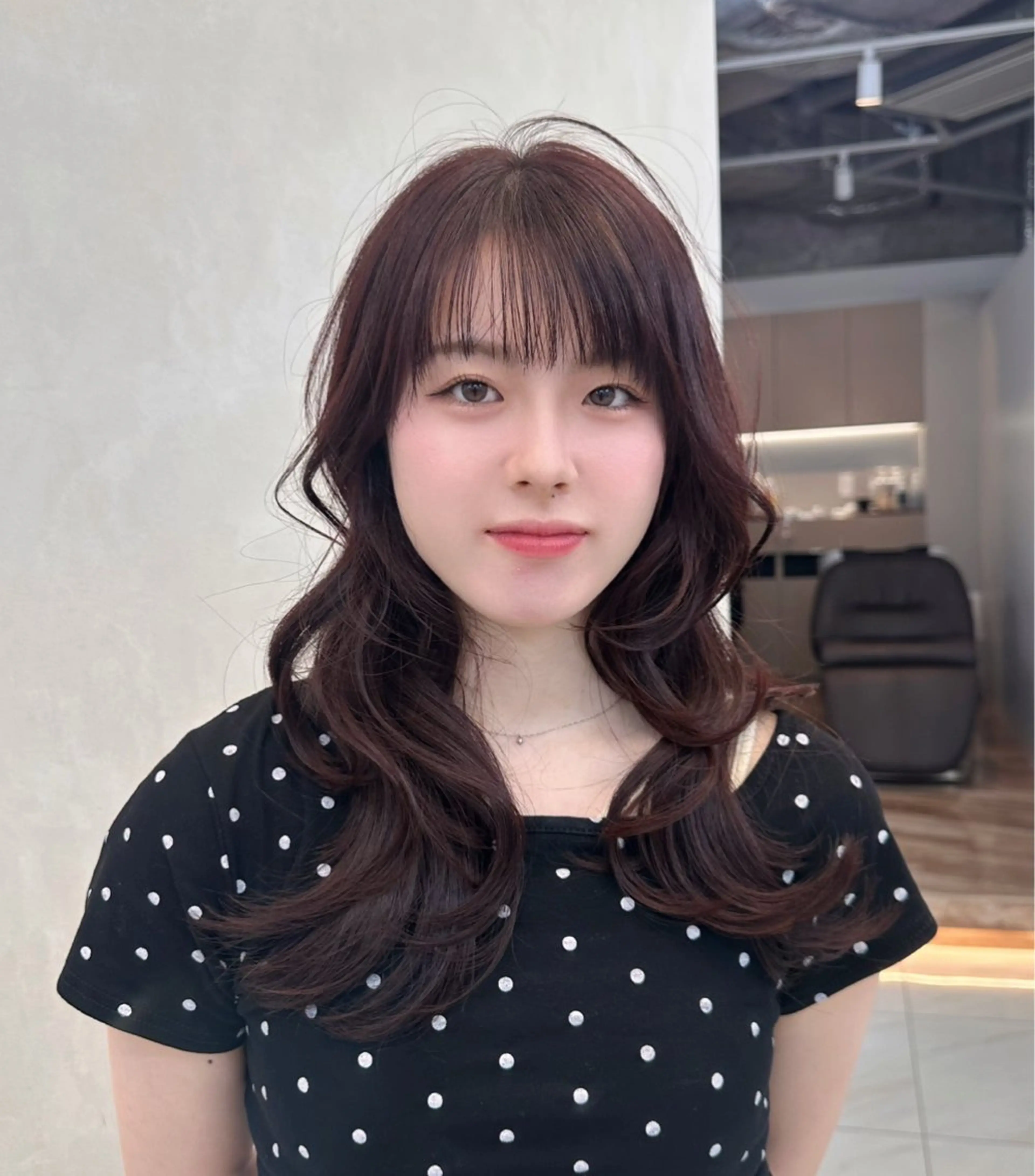 ロング カラー ラベンダーカラー ラベンダーピンク ピンクカラー レイヤーカット カット ヘアカラー トリートメント ヘアセット 韓国風レイヤーカラー ライムのヘアスタイル