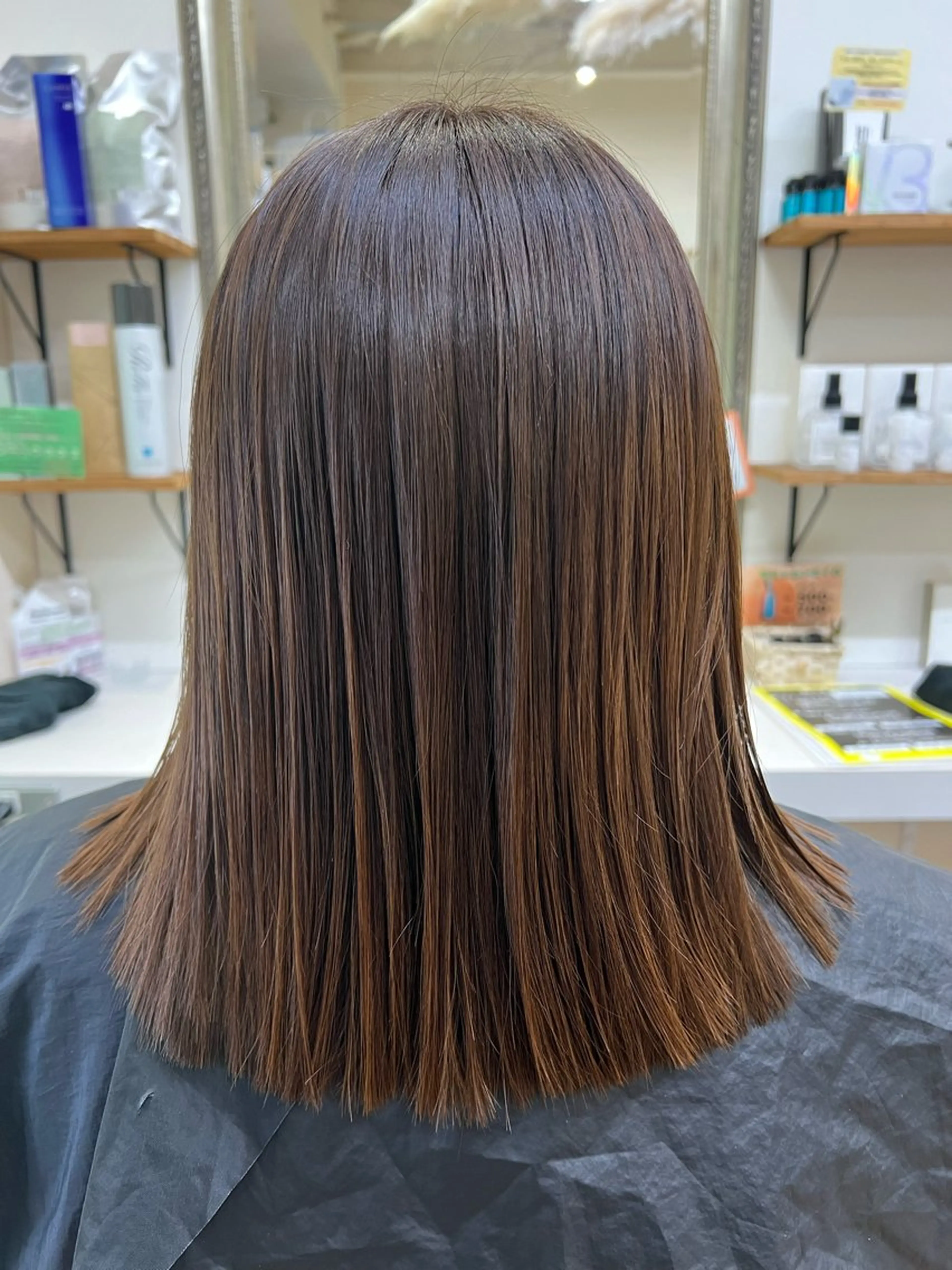 セミロング 朝が楽になる艶髪縮毛 ✨中稲明梨のヘアスタイル