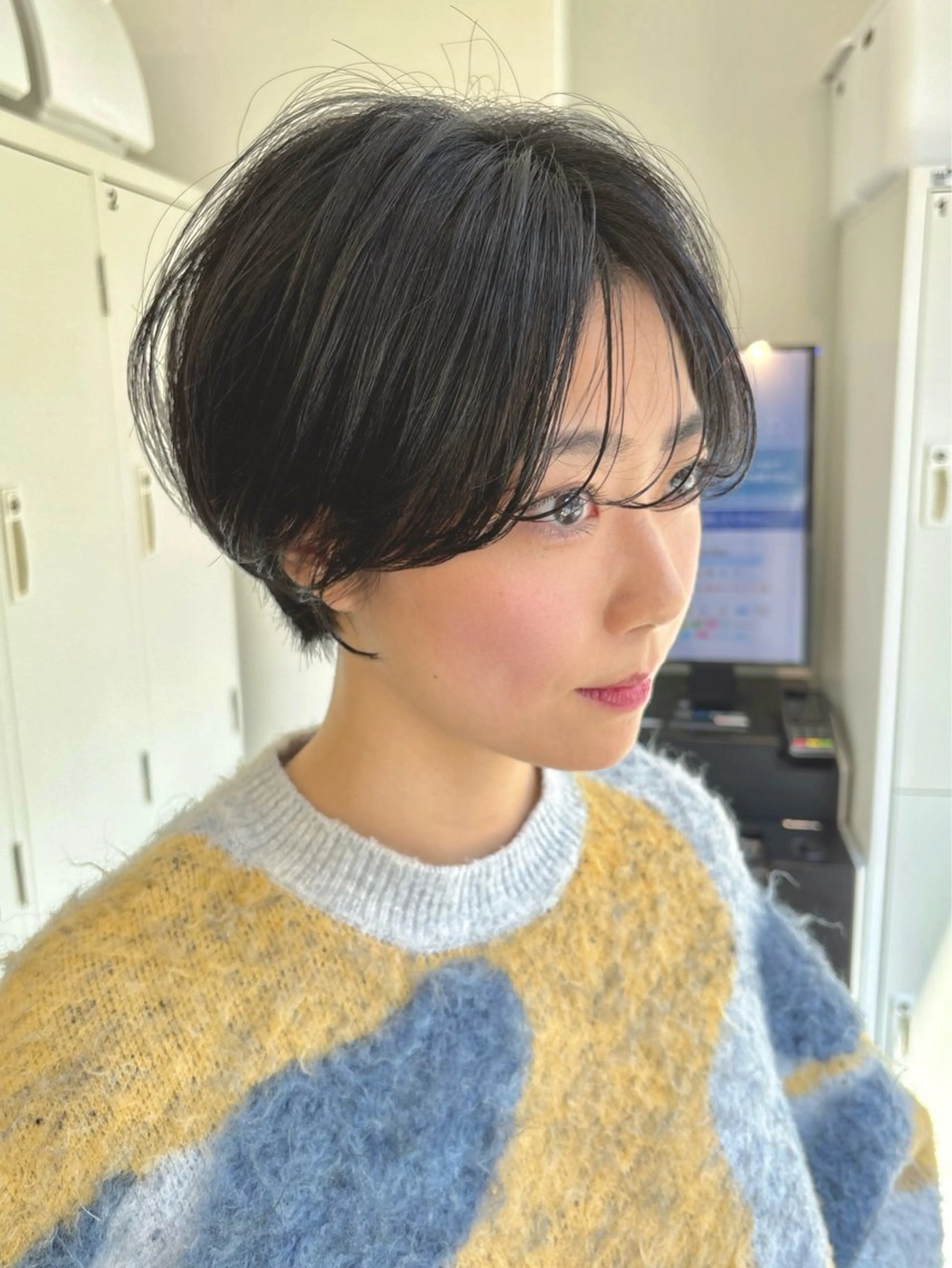 ショート パーマ ショートヘア うざバング カット ヘアカラー トリートメント ハイライト/ショート /ボブ/RYOHEIのヘアスタイル