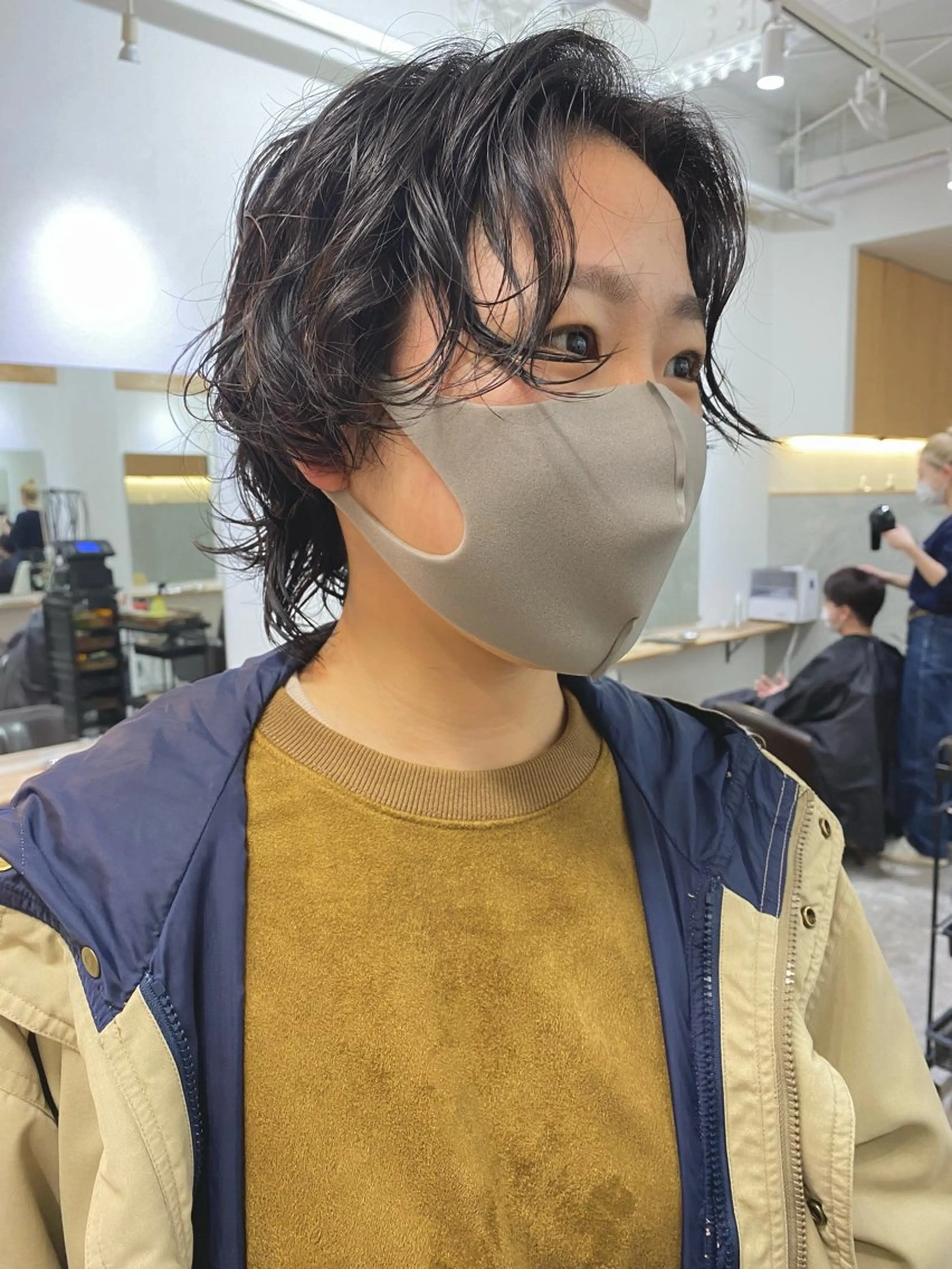 ショート パーマ ショートヘア ウルフカット ニュアンスパーマ 森貴裕/ベージュ/ パーマ/オリーブのヘアスタイル