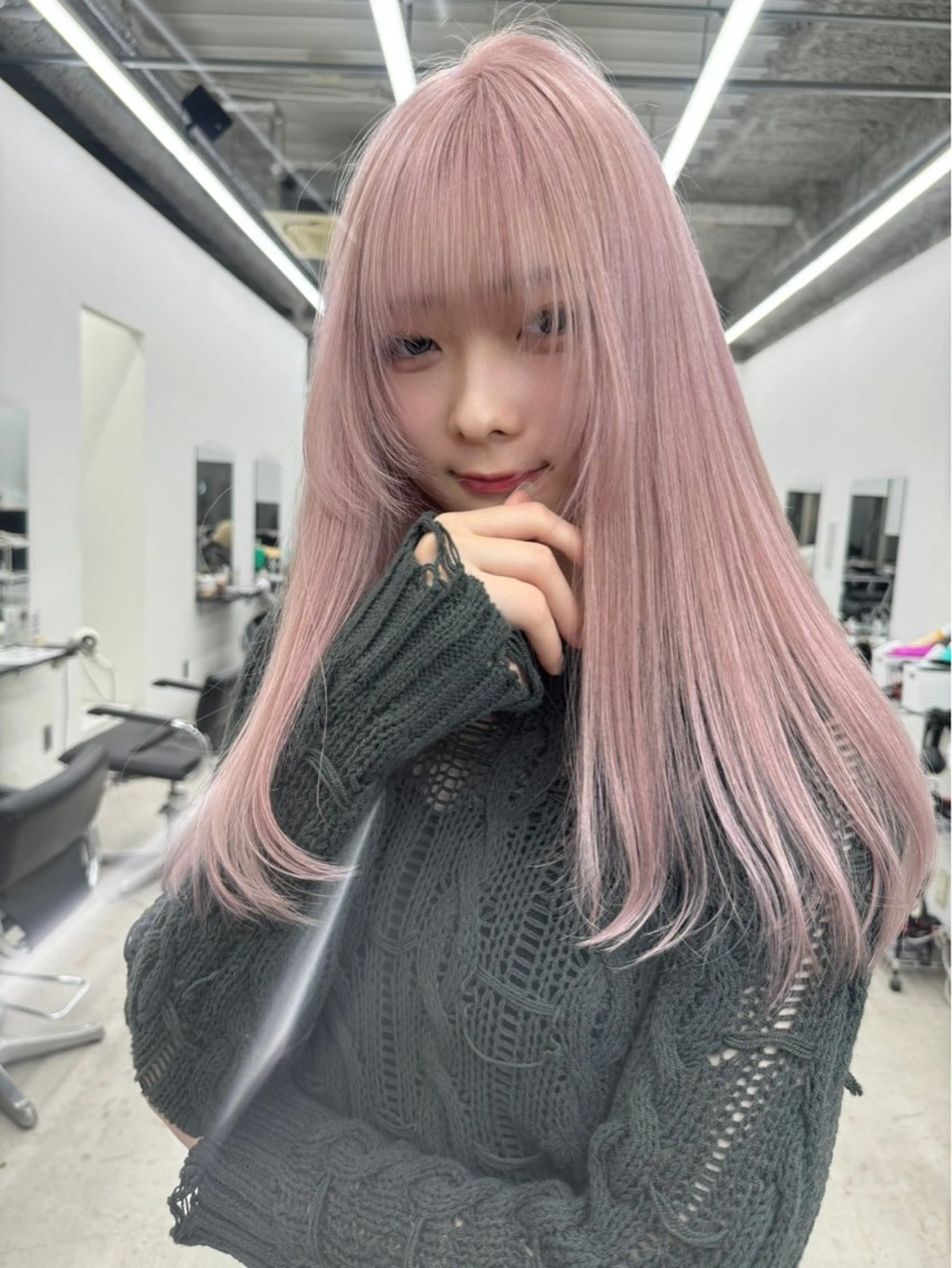 ロング カラー ブリーチ ケアブリーチ 透明感カラー ハイトーンカラー ピンクカラー ヘアカラー Kazuki/名古屋 ブリーチ/髪質改善のヘアスタイル